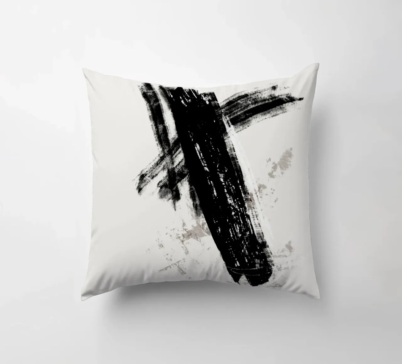 Modern abstract with large black brush strokes kussen van Imaginative