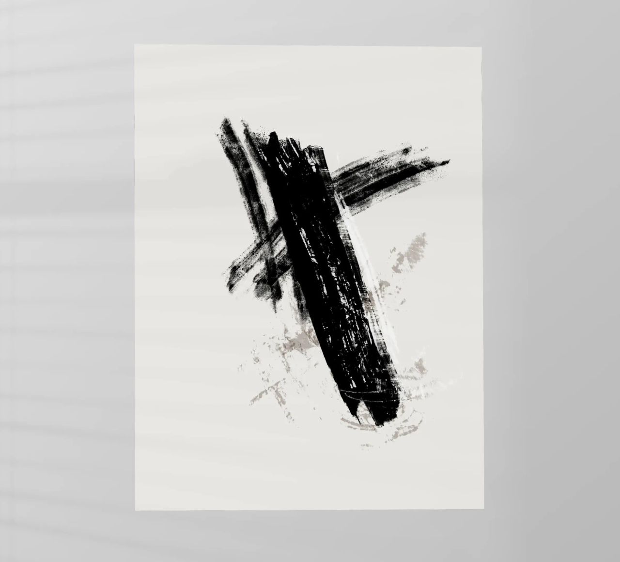 Modern abstract with large black brush strokes pellicola backlit da Imaginative