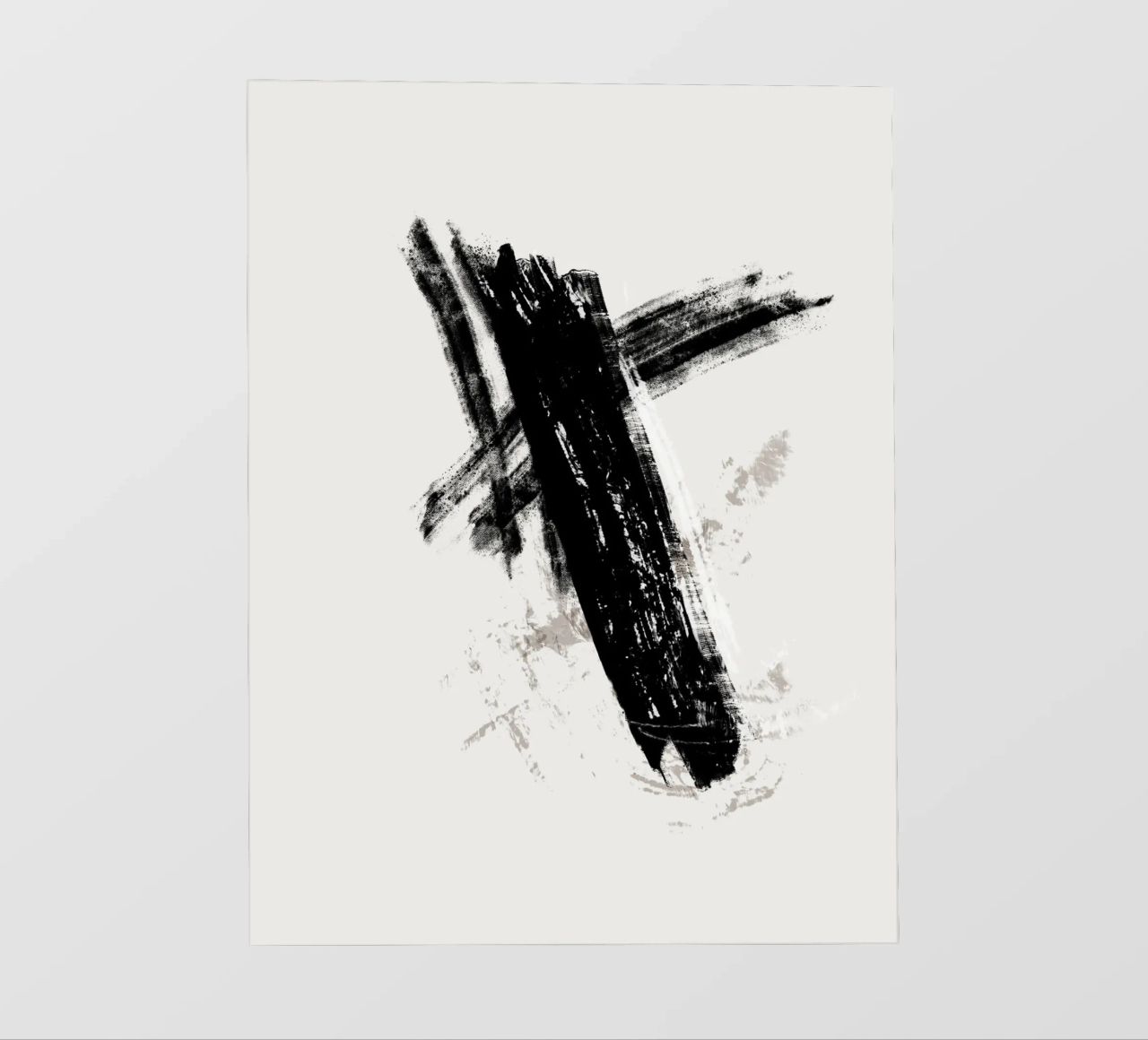 Modern abstract with large black brush strokes pellicola backlit da Imaginative