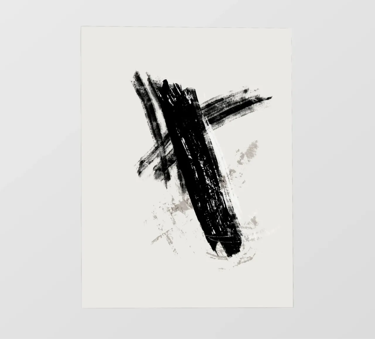 Modern abstract with large black brush strokes backlit film by Imaginative