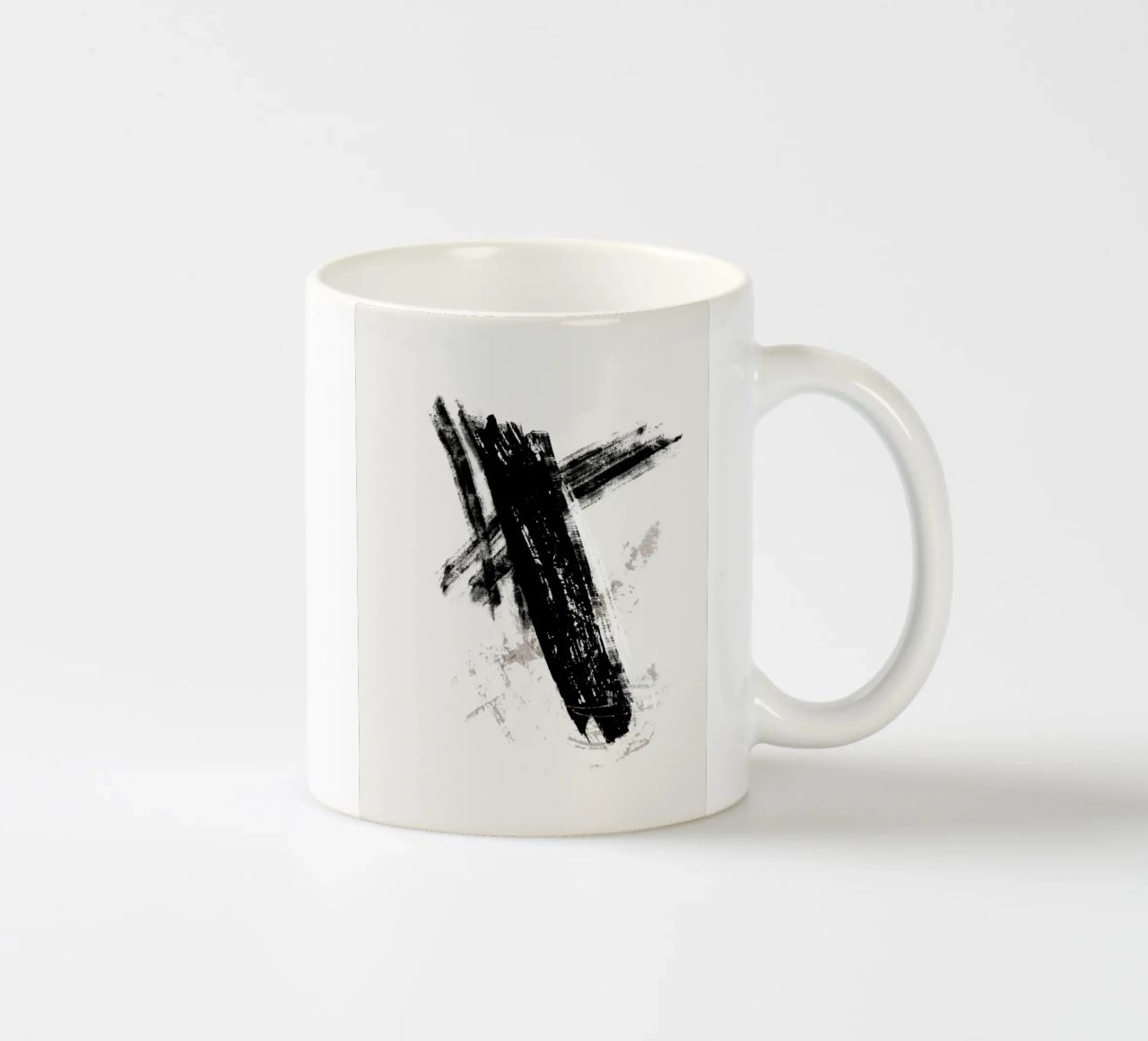 Modern abstract with large black brush strokes tazza in ceramica da Imaginative