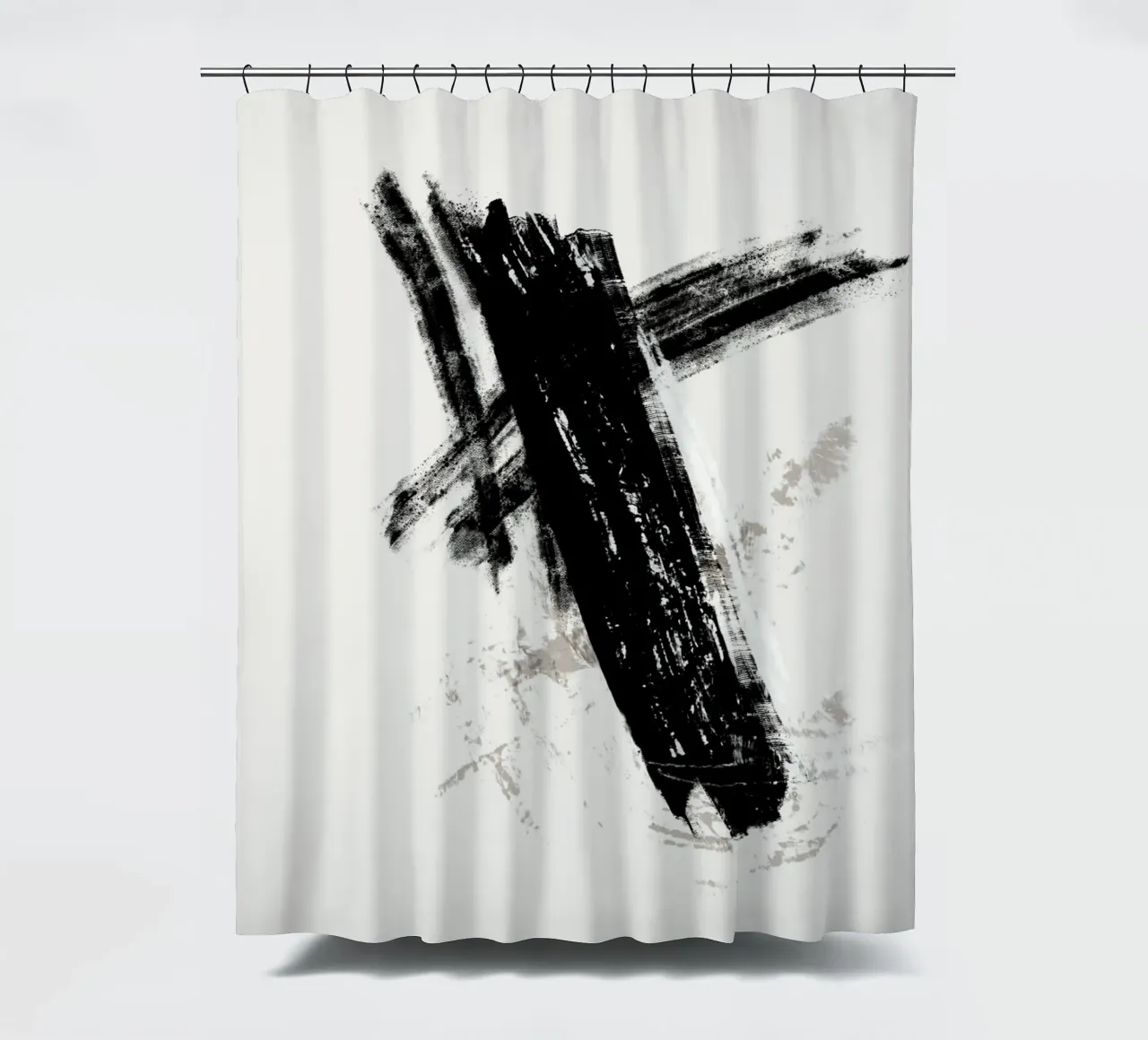 Modern abstract with large black brush strokes tenda da doccia da Imaginative