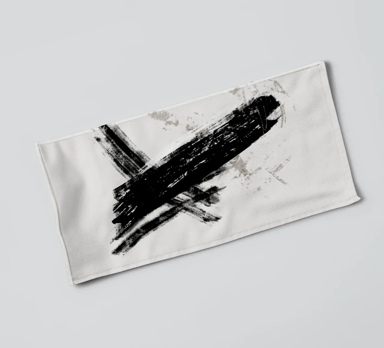 Modern abstract with large black brush strokes Handtuch von Imaginative