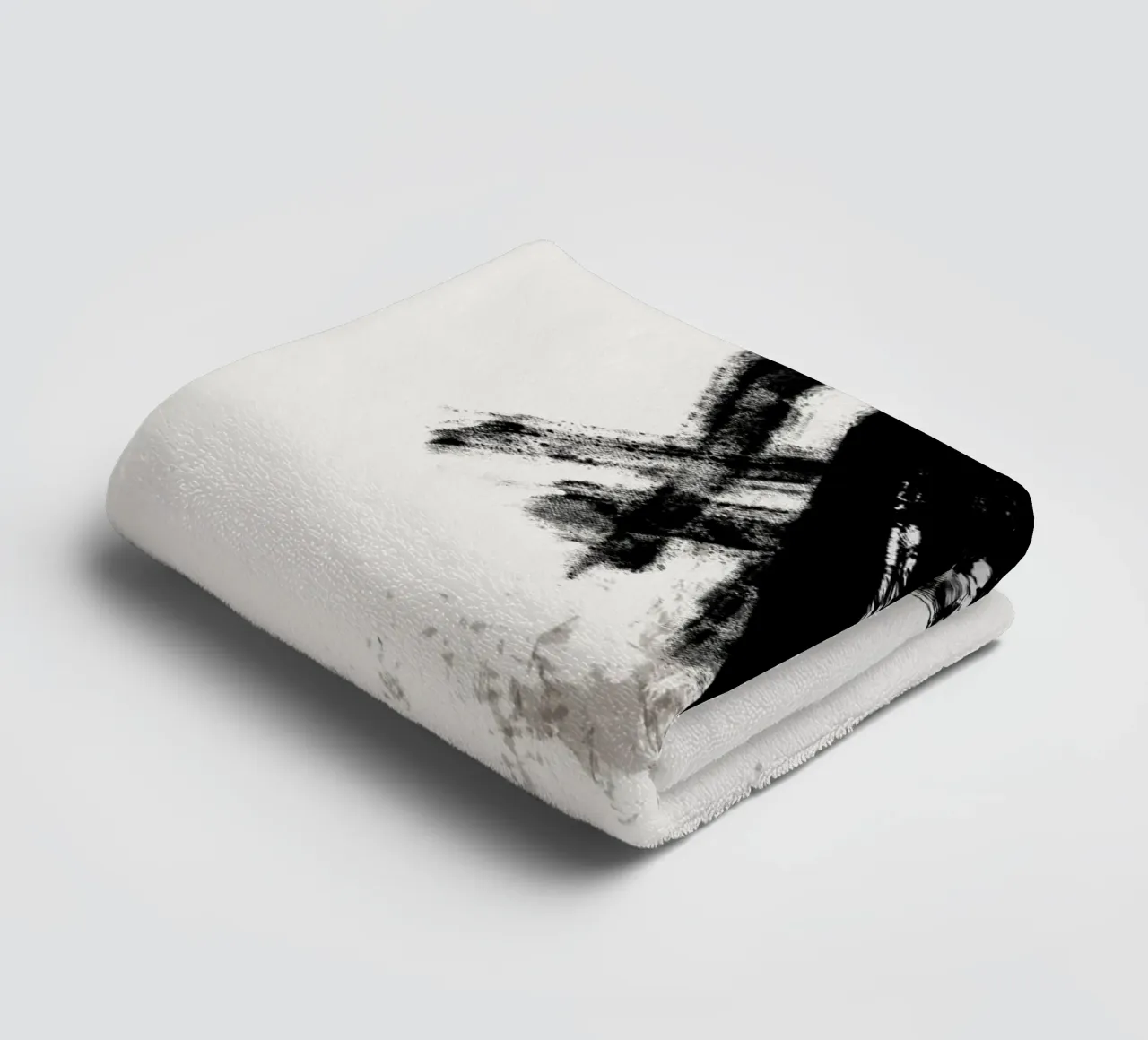 Modern abstract with large black brush strokes towel by Imaginative