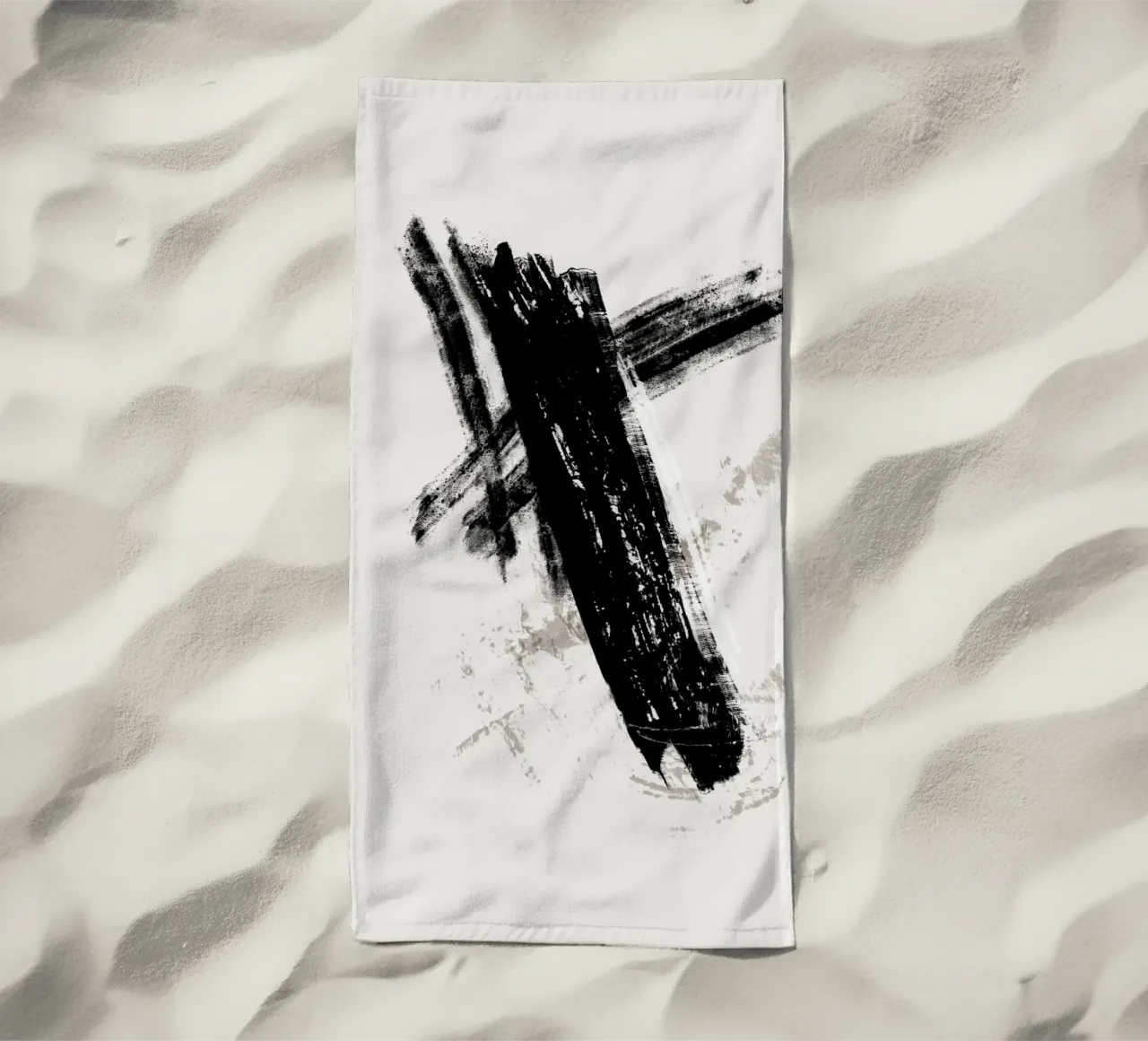 Modern abstract with large black brush strokes telo mare da Imaginative