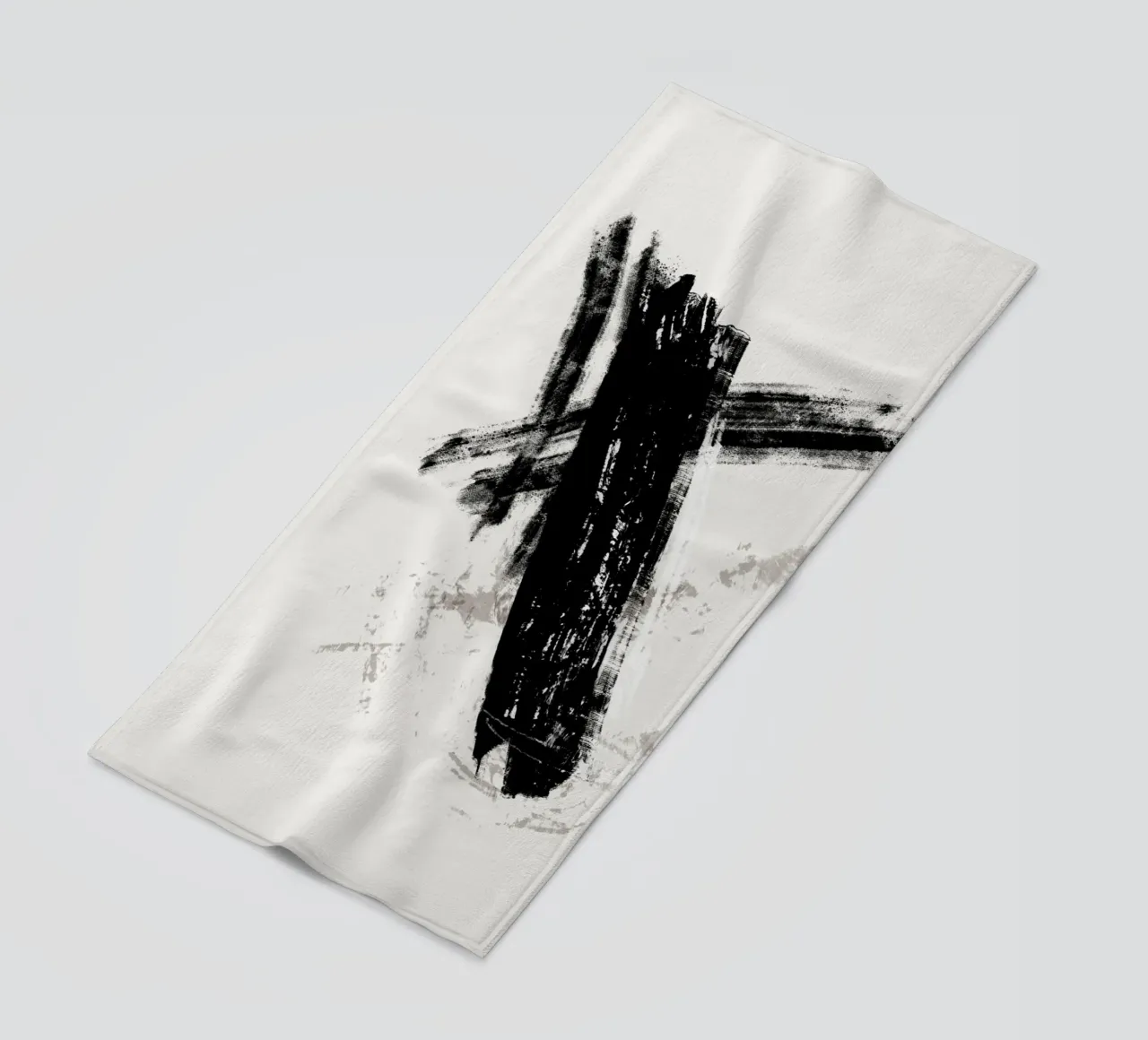 Modern abstract with large black brush strokes telo mare da Imaginative