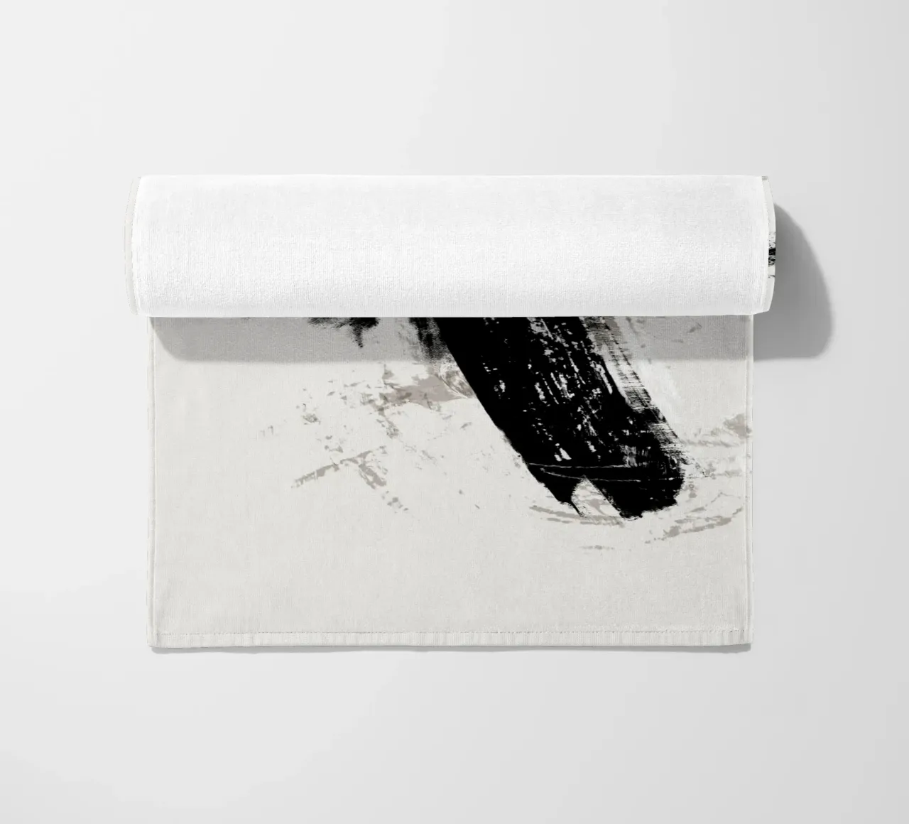Modern abstract with large black brush strokes Strandtuch von Imaginative