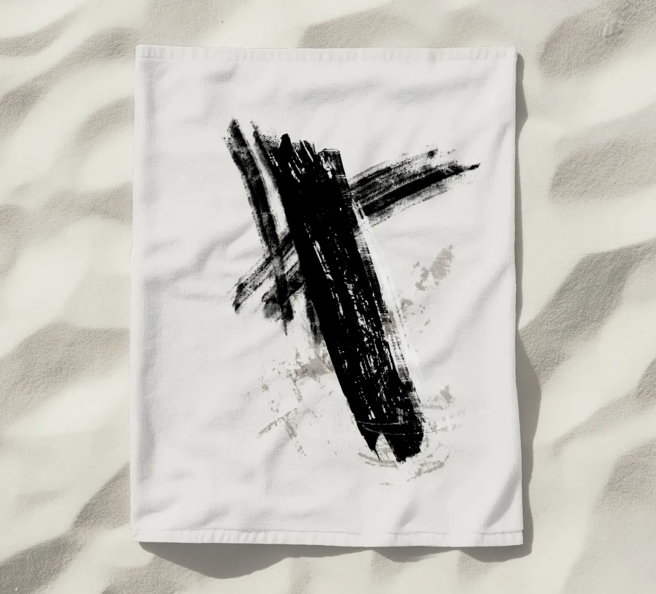 Modern abstract with large black brush strokes telo mare da Imaginative