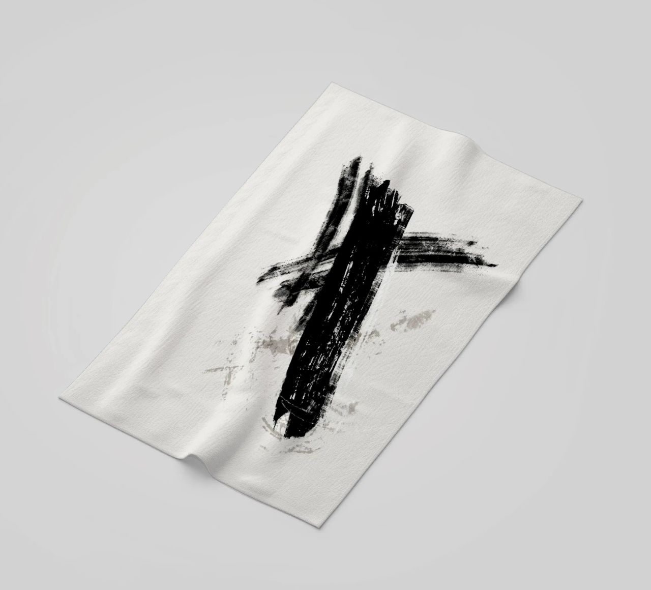 Modern abstract with large black brush strokes telo mare da Imaginative