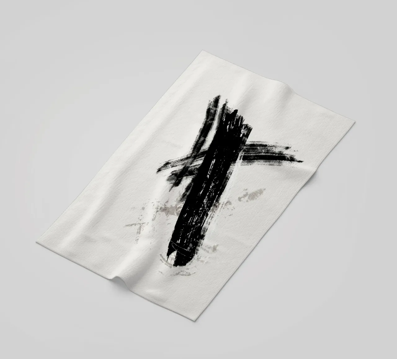 Modern abstract with large black brush strokes Strandtuch von Imaginative