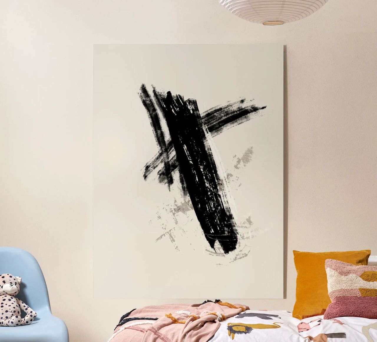Modern abstract with large black brush strokes plexiglass da Imaginative