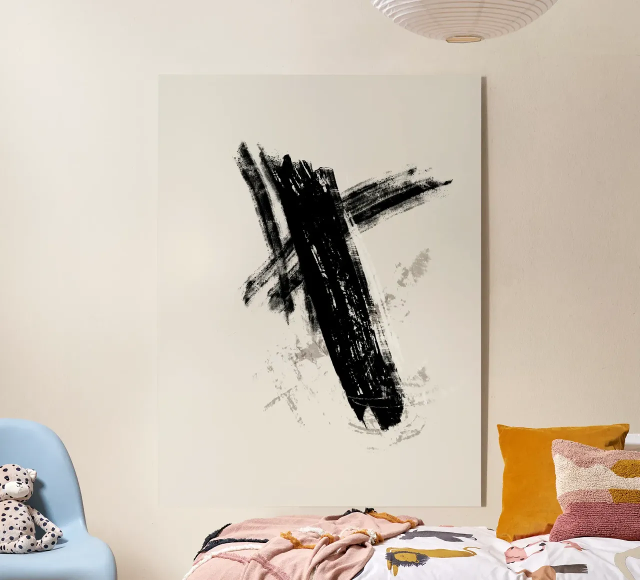 Modern abstract with large black brush strokes acryl van Imaginative