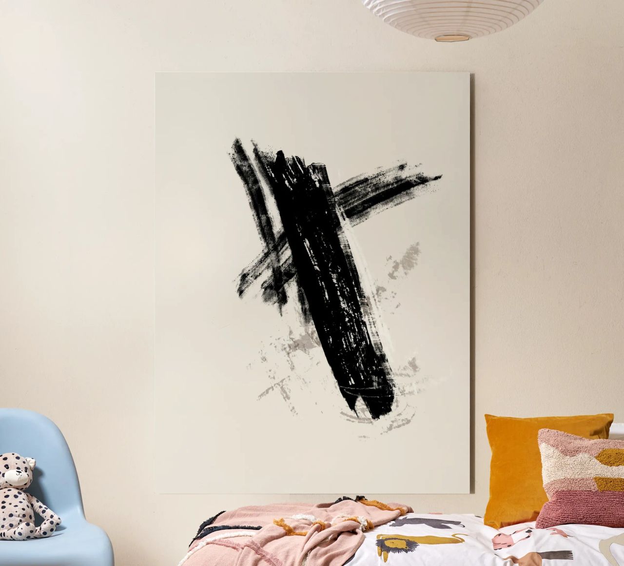 Modern abstract with large black brush strokes alluminio dibond da Imaginative