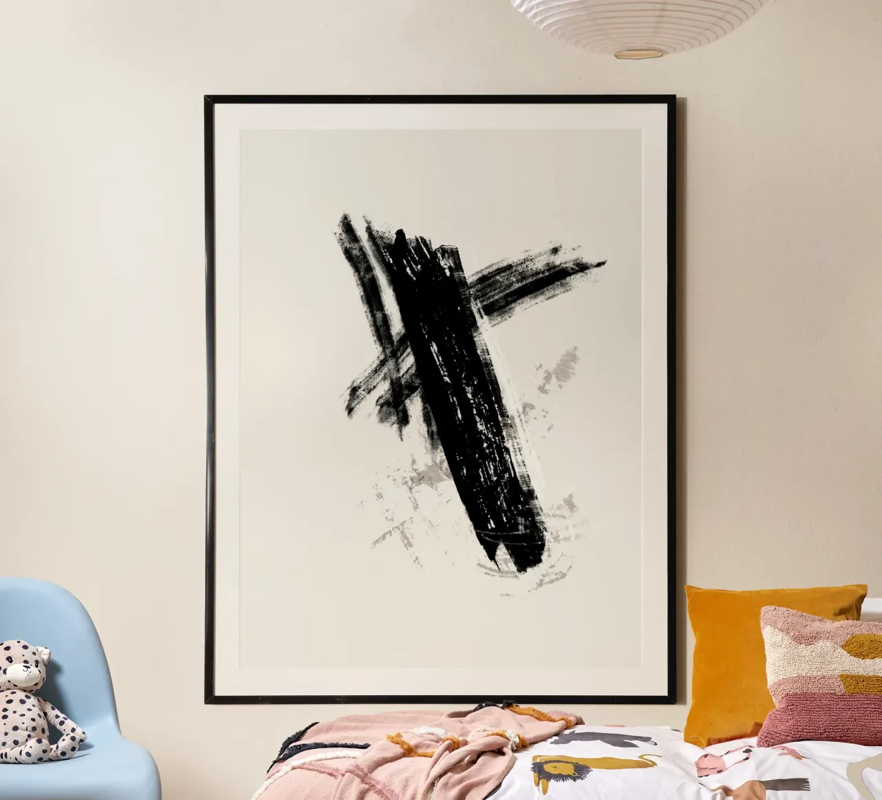 Modern abstract with large black brush strokes poster da Imaginative