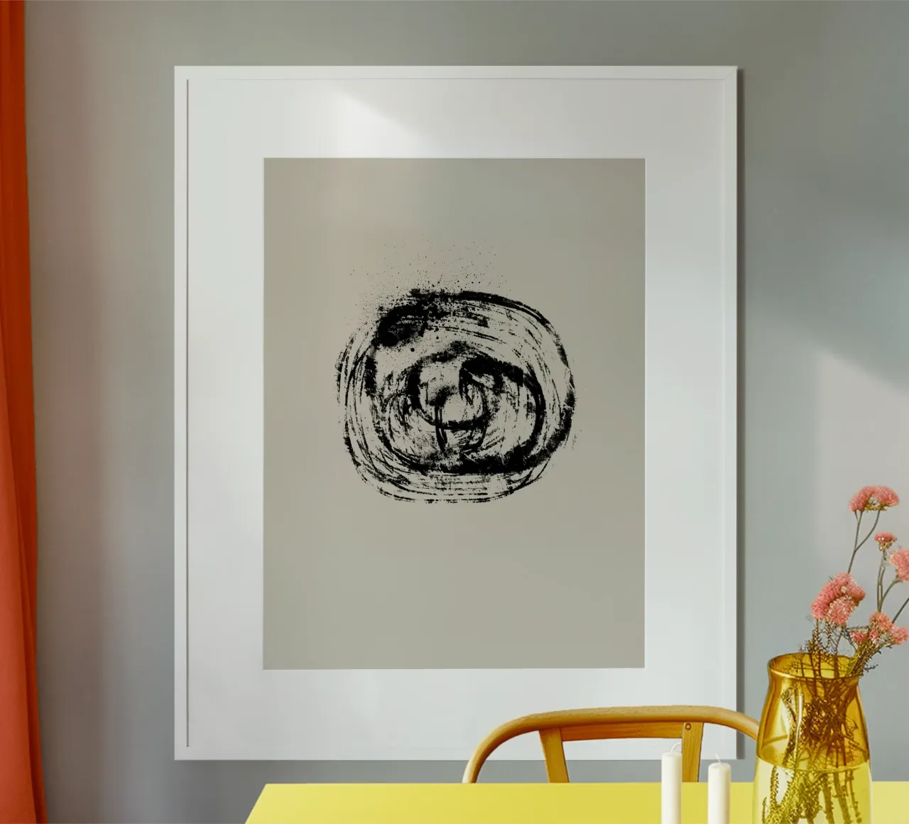 Modern abstract artwork with organic round shape hahnemühle de Imaginative