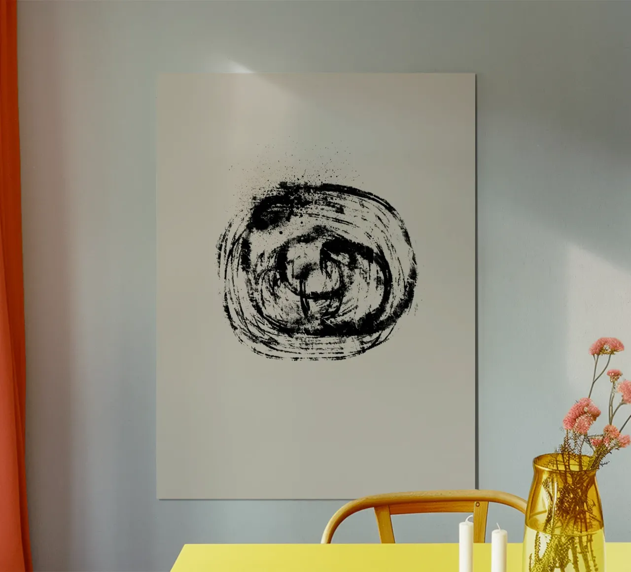 Modern abstract artwork with organic round shape hahnemühle de Imaginative