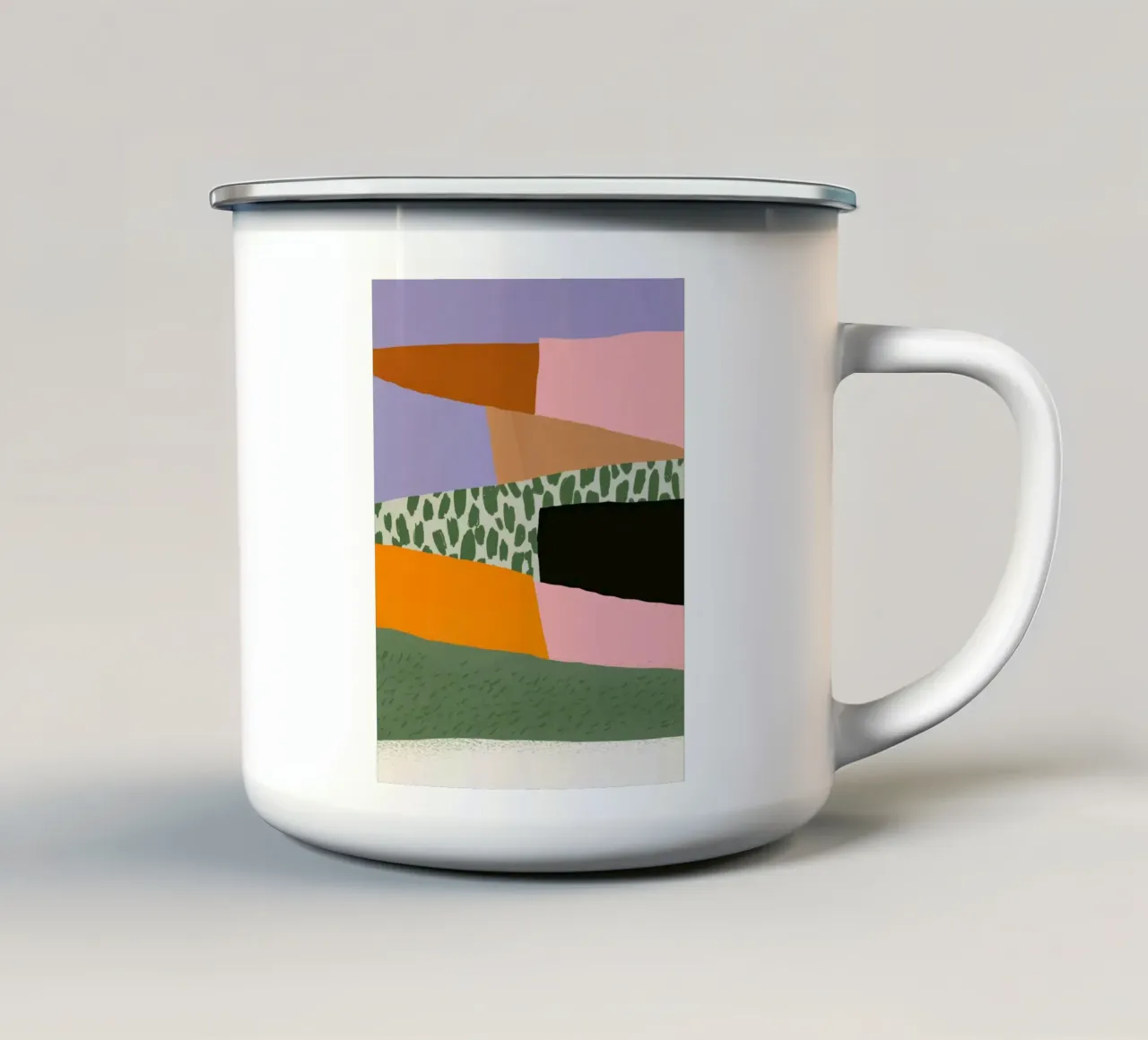 Collage abstract minimalisme 02 emaille mok van Little Dean