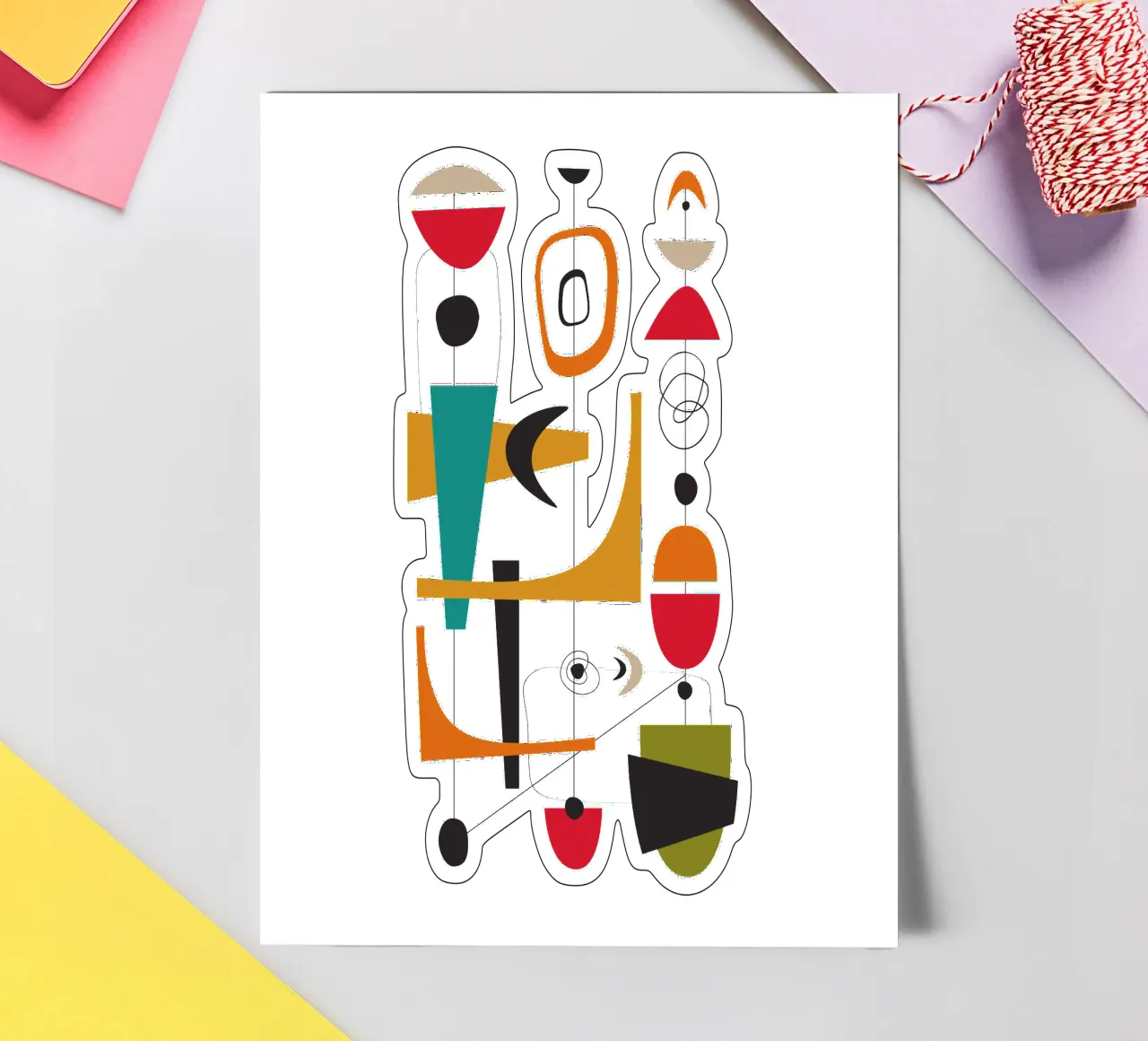 Scivolone retrò di metà secolo 1 foglio adesivo da Dream Print Designs