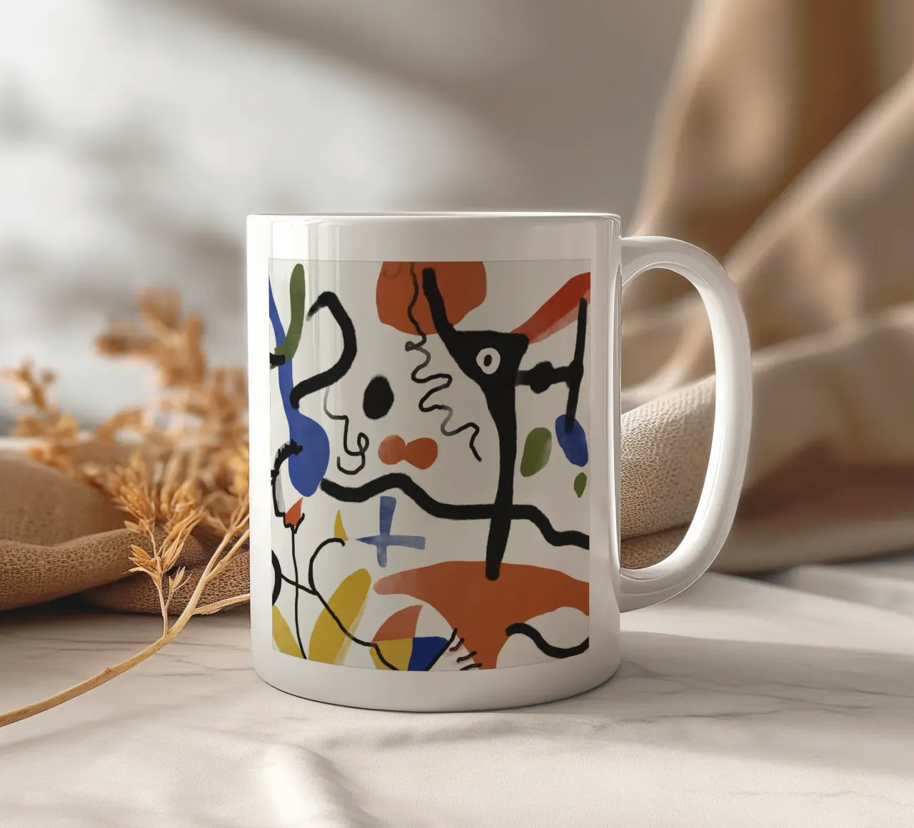Abstract Floating pieces ceramic mug by Little Dean