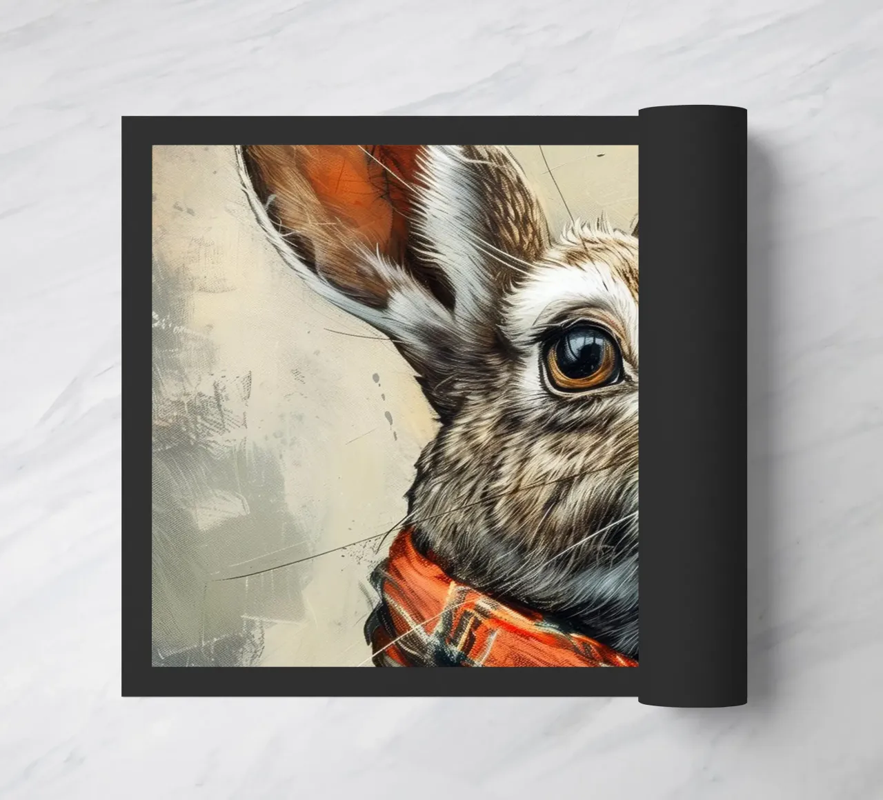 Rabbit John doormat by Lionmixart