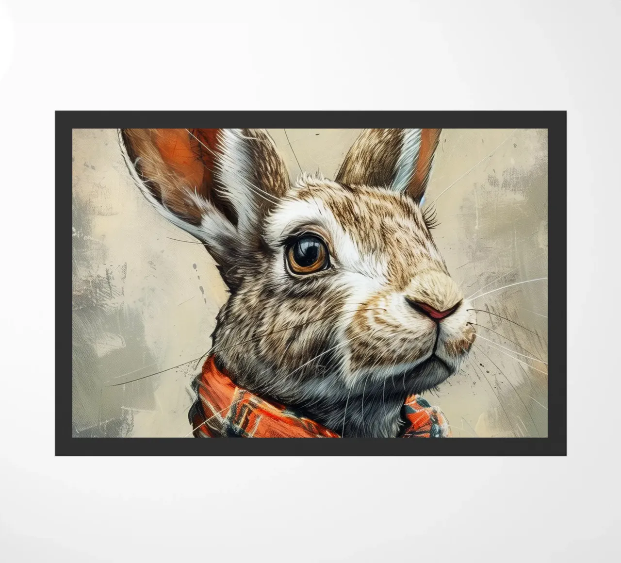 Rabbit John doormat by Lionmixart