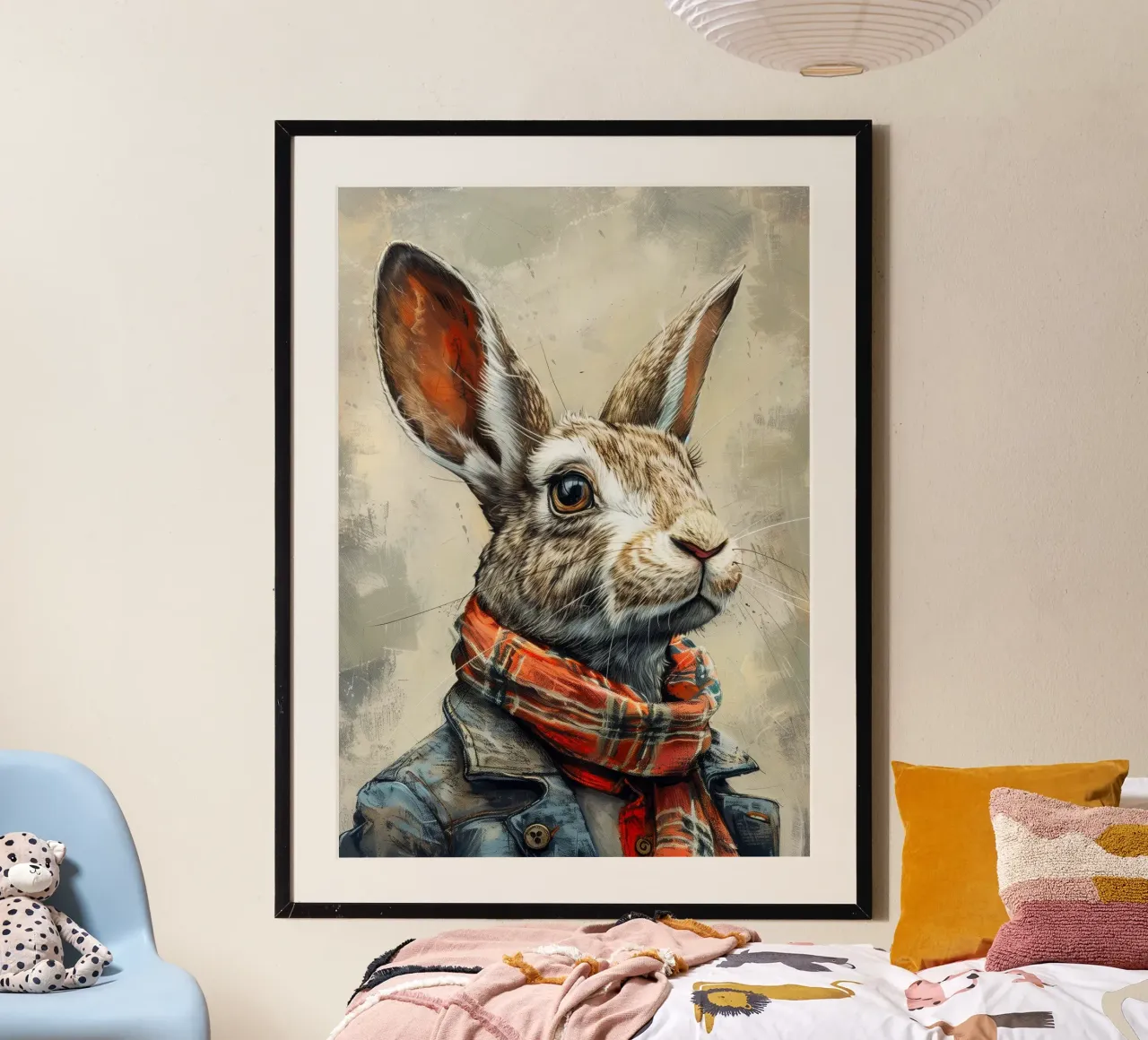 Coniglio John poster con telaio in alluminio da Lionmixart