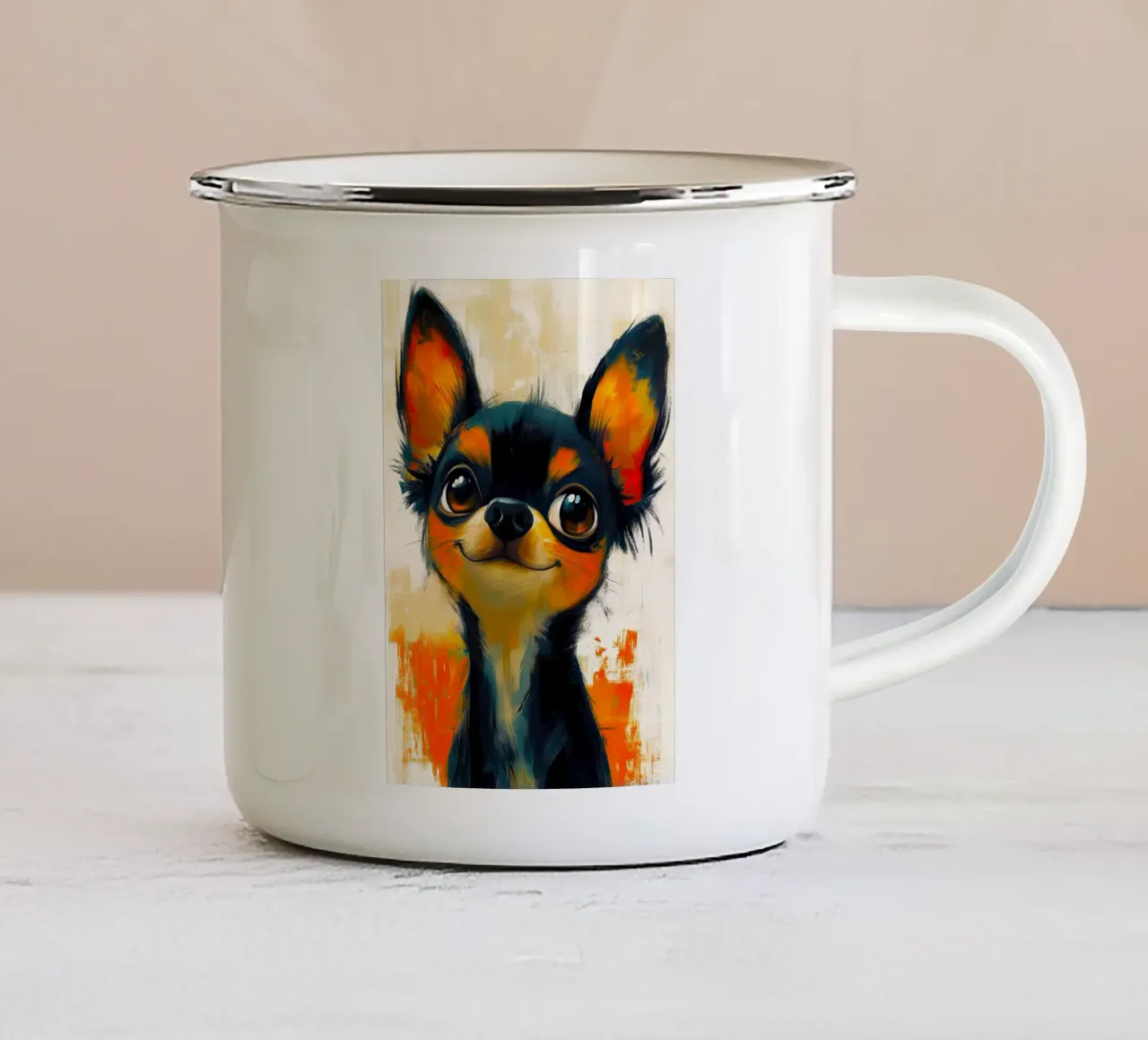 Chihuahua Sunny tazza in smalto da Lionmixart