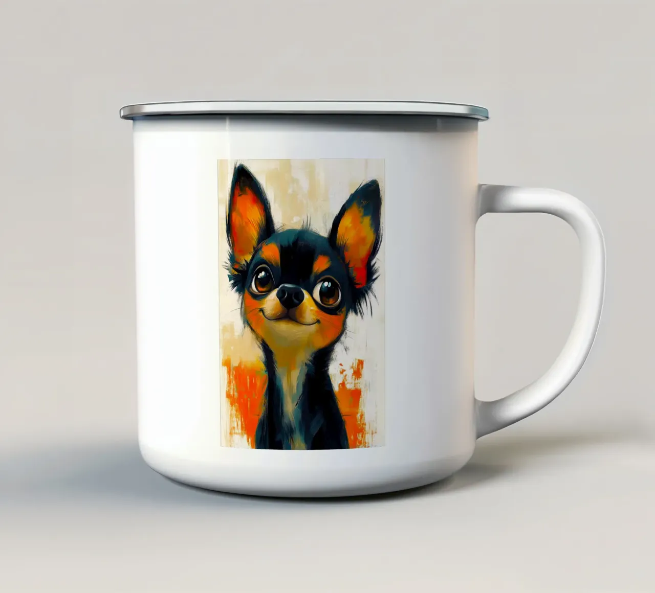 Chihuahua Sunny tazza in smalto da Lionmixart