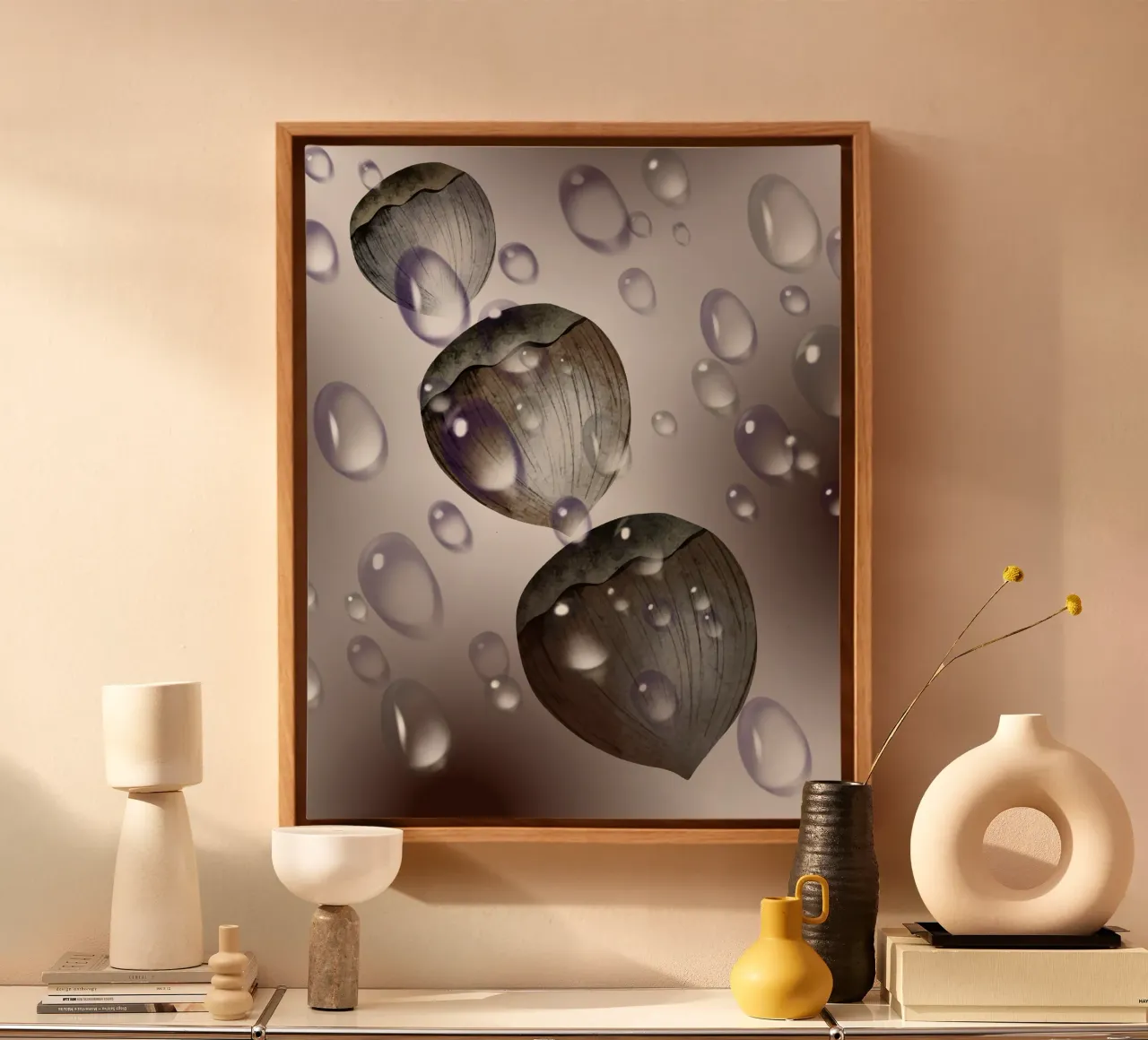 Hazelnootdruppels - zwart-wit ontwerp voor mok, notitieblok canvas met Baklijst van StrindesignStudio