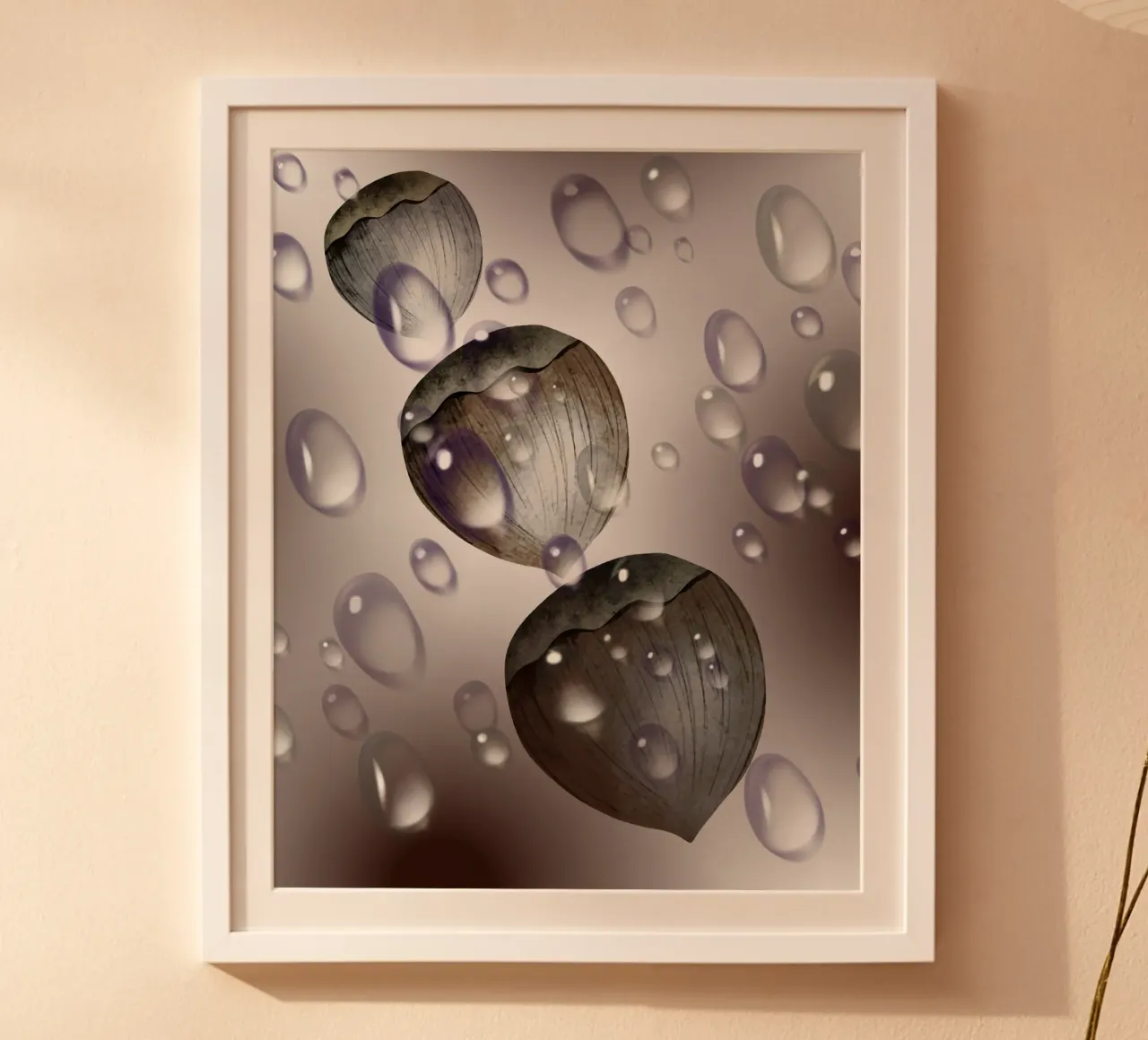 Gocce di nocciola - design in bianco e nero per tazza, taccuino poster con telaio in alluminio da StrindesignStudio