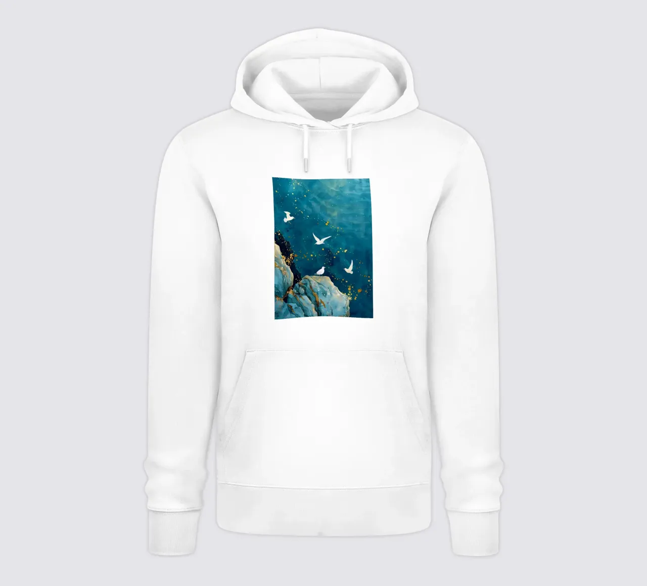 Gabbiani e oceano felpa con cappuccio da Lionmixart