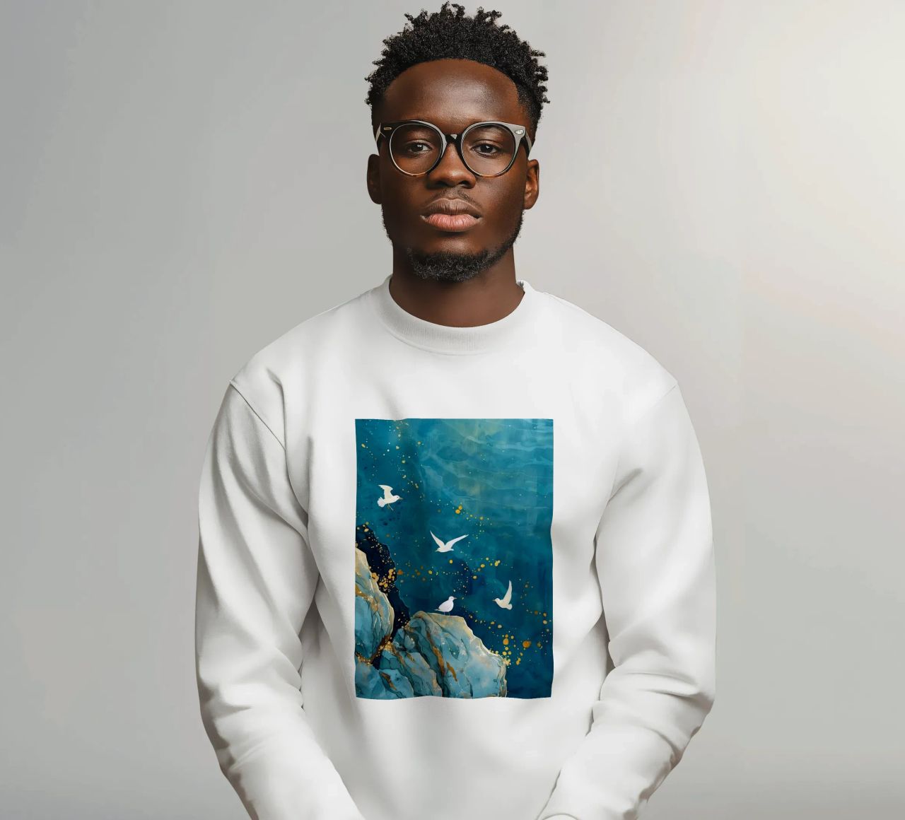 Zeemeeuwen en oceaan sweatshirt van Lionmixart