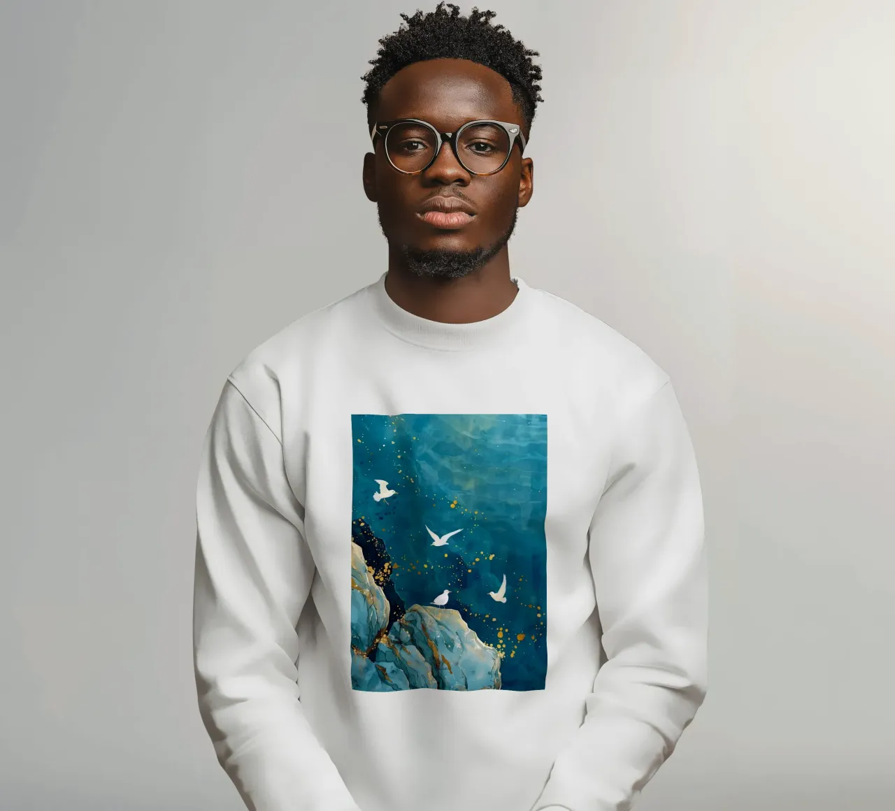 Zeemeeuwen en oceaan sweatshirt van Lionmixart