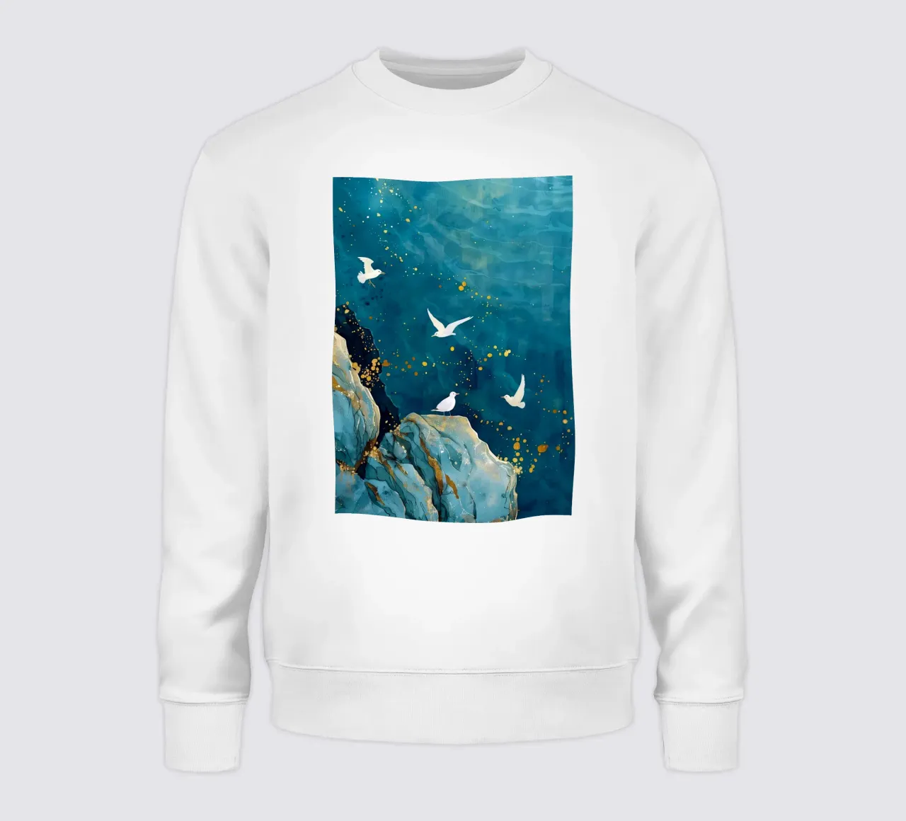 Zeemeeuwen en oceaan sweatshirt van Lionmixart