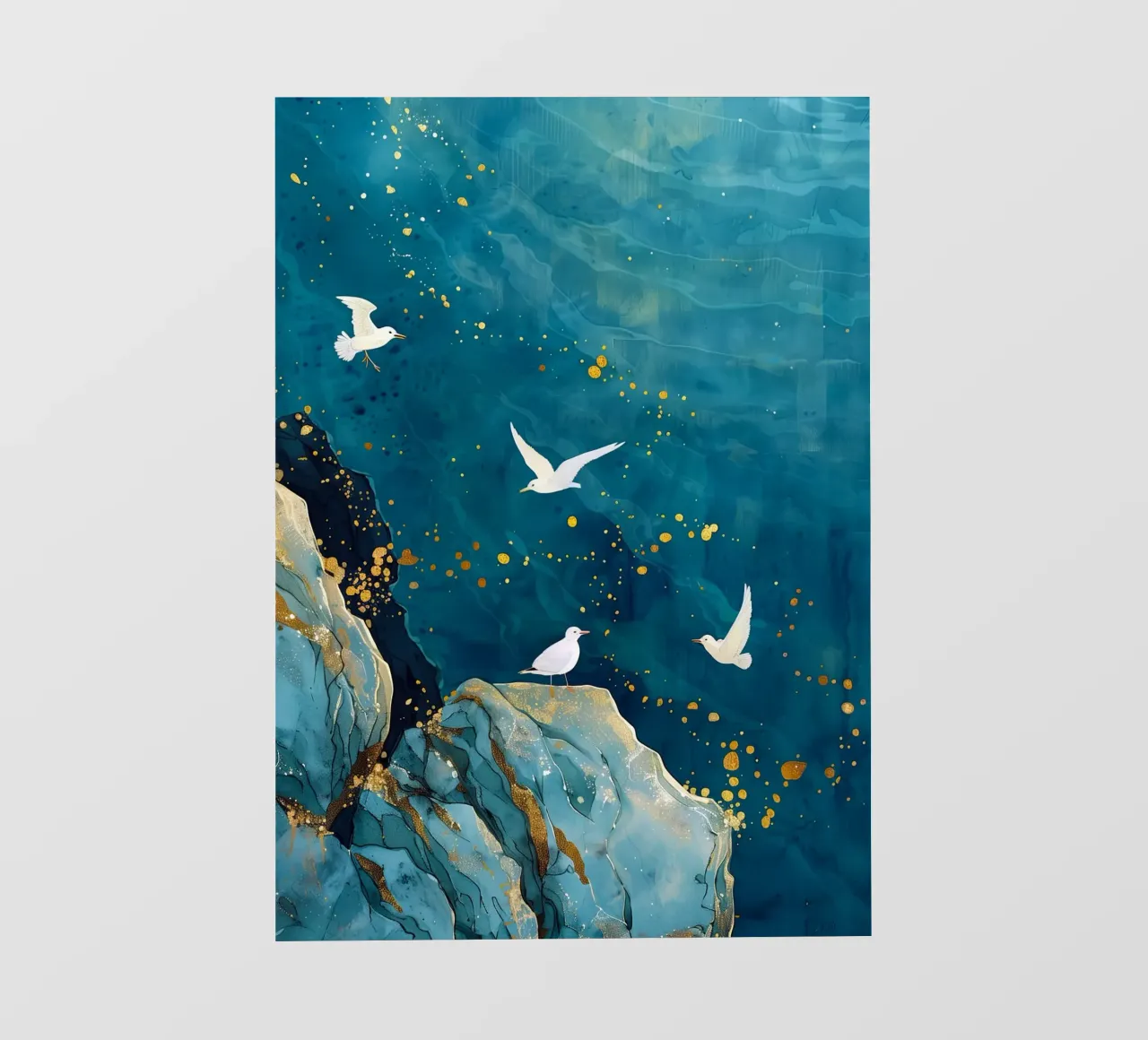 Zeemeeuwen en oceaan pvc-zeil van Lionmixart