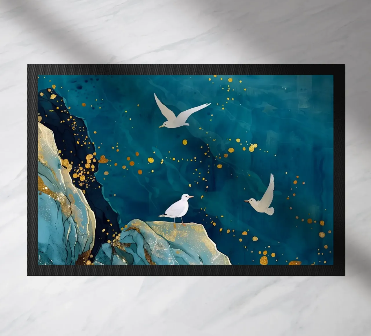 Zeemeeuwen en oceaan deurmat van Lionmixart