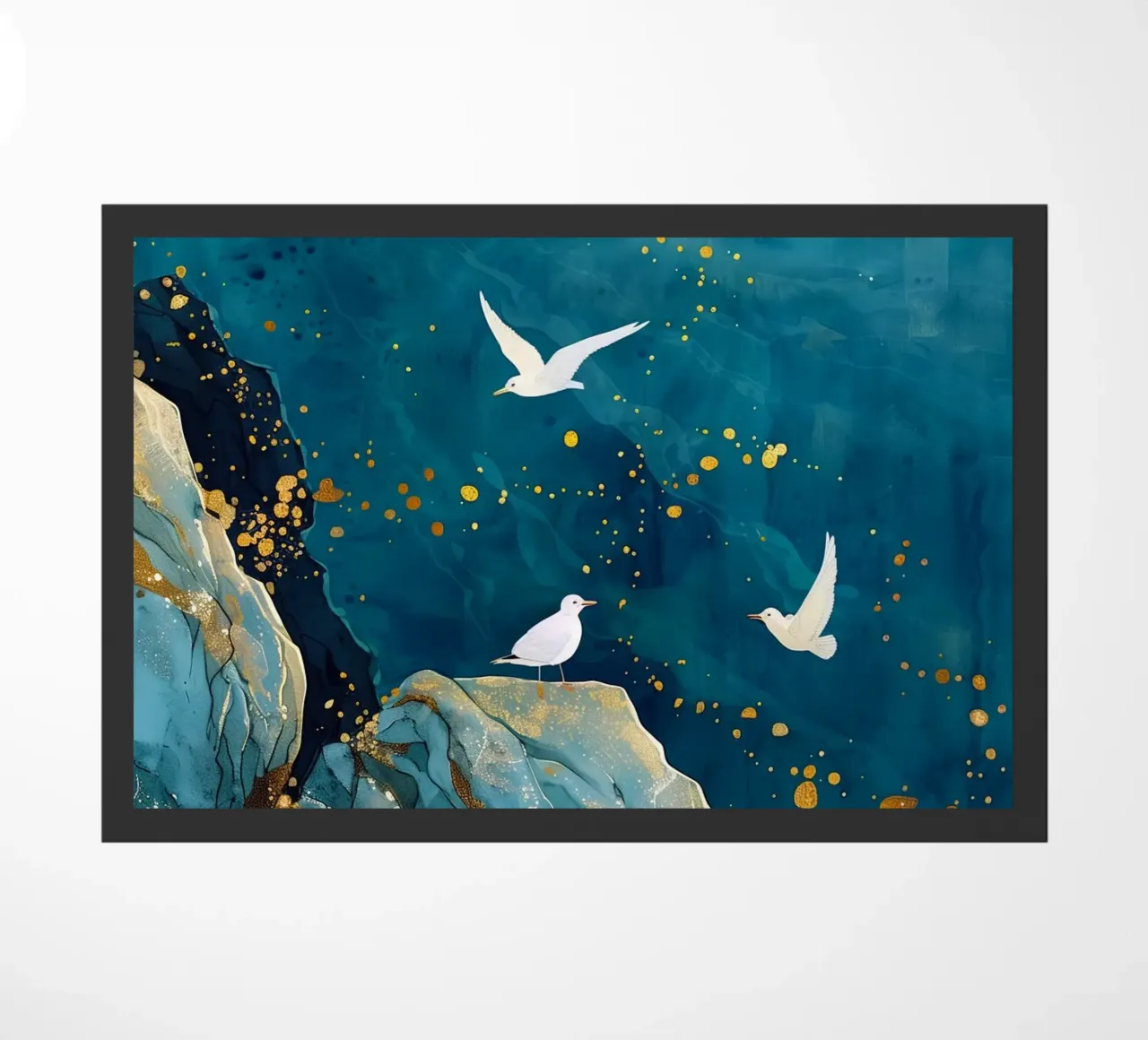 Zeemeeuwen en oceaan deurmat van Lionmixart