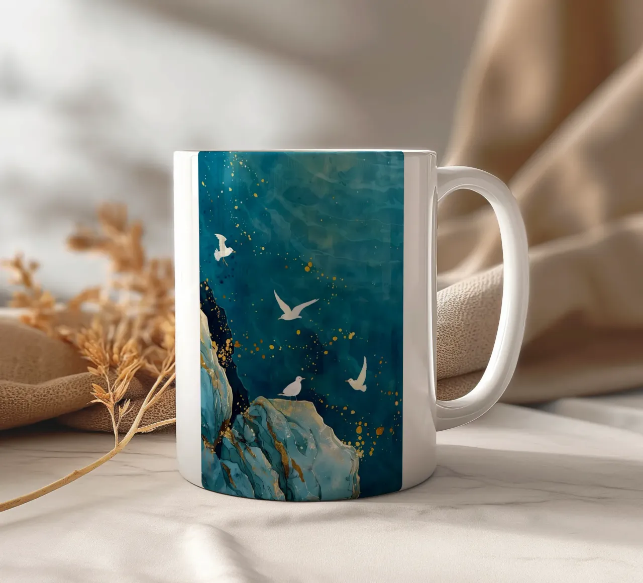 Gabbiani e oceano tazza in ceramica da Lionmixart