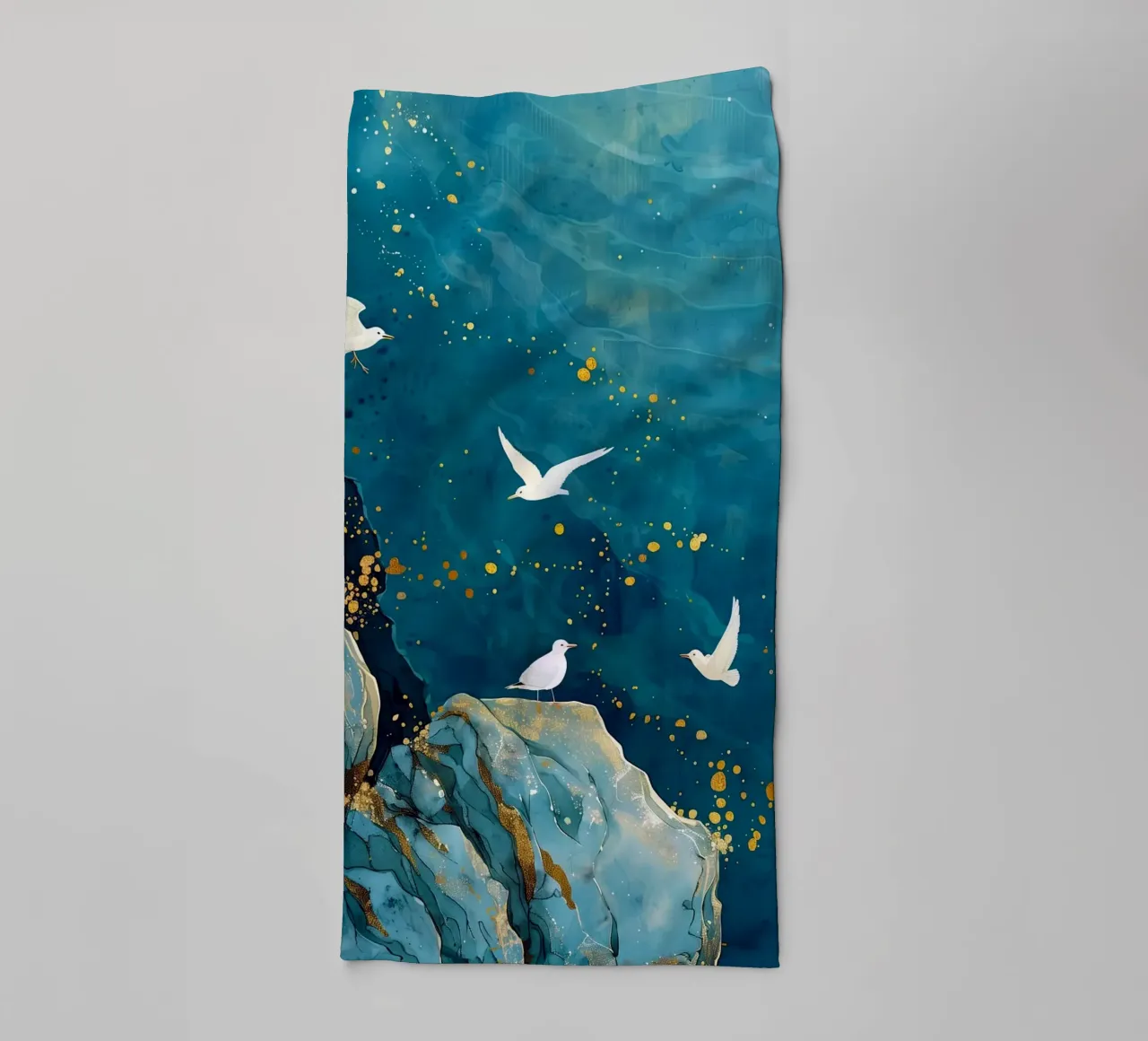 Zeemeeuwen en oceaan badhanddoek van Lionmixart