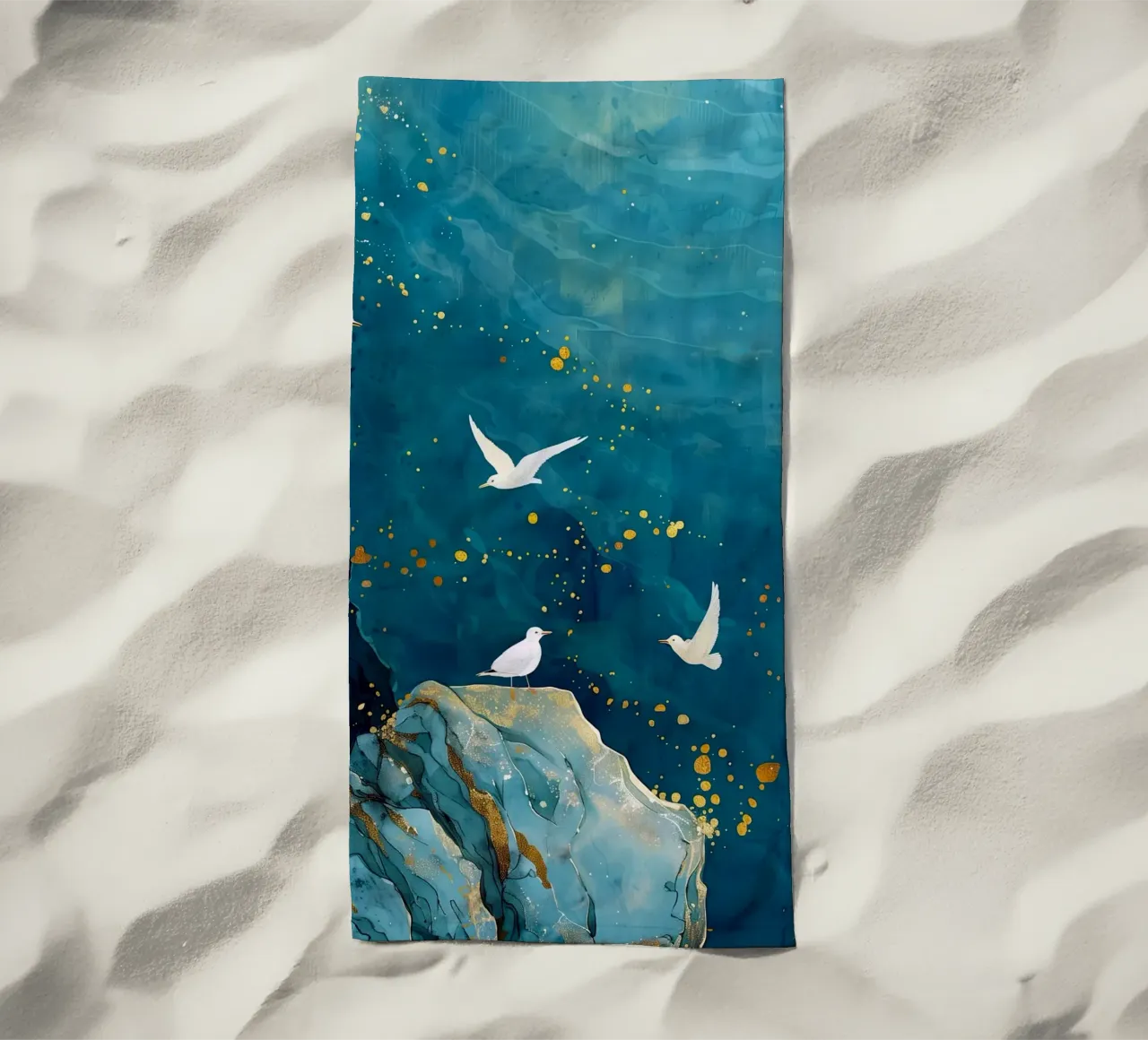 Mouettes et océan serviette de plage de Lionmixart