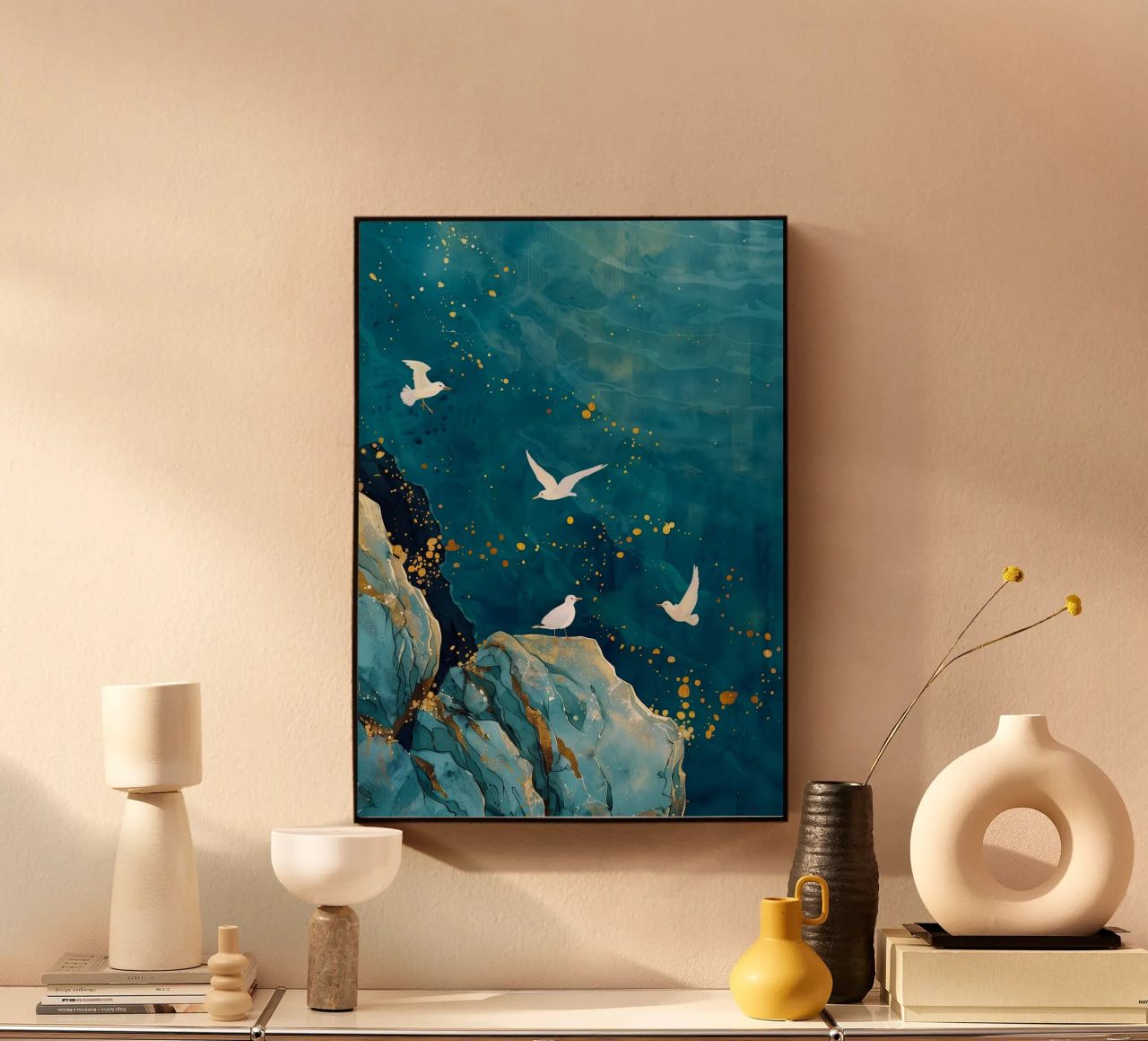 Zeemeeuwen en oceaan acryl van Lionmixart