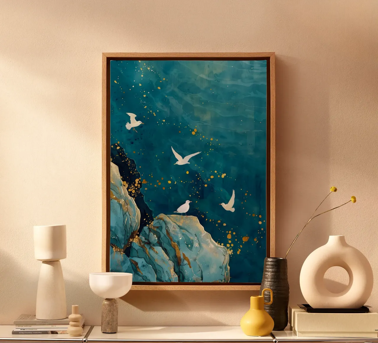 Zeemeeuwen en oceaan canvas van Lionmixart