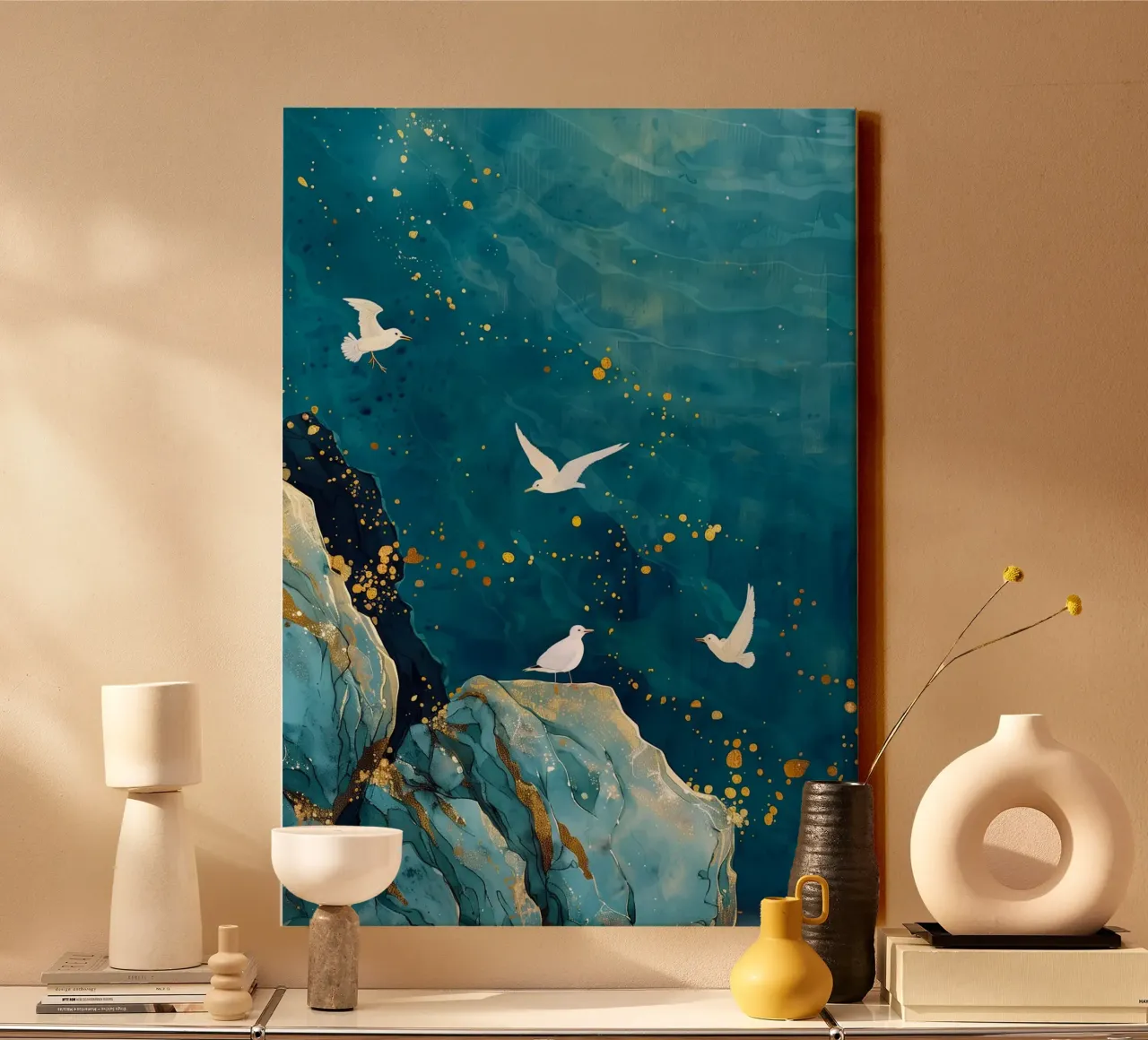 Zeemeeuwen en oceaan canvas van Lionmixart