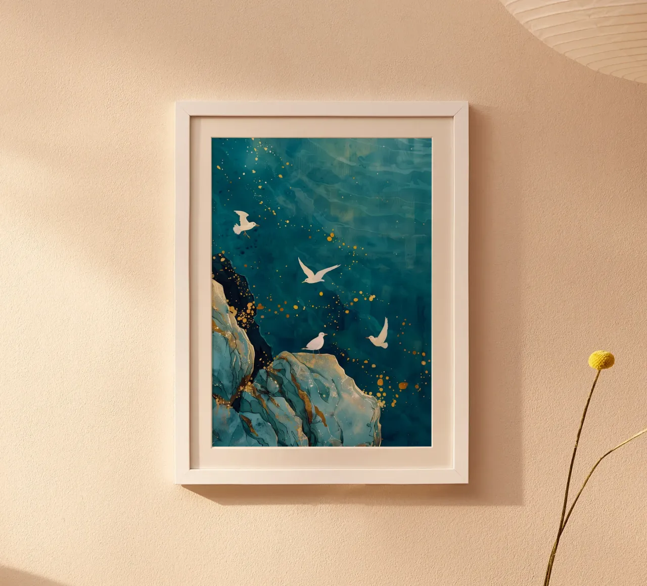 Zeemeeuwen en oceaan hahnemühle van Lionmixart