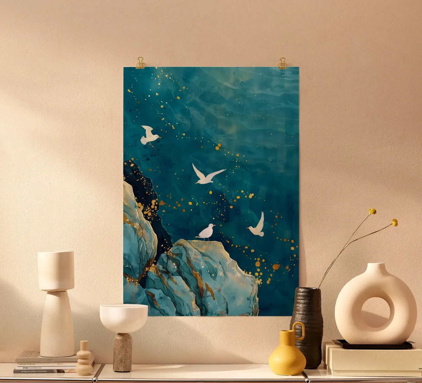 Gabbiani e oceano poster da Lionmixart