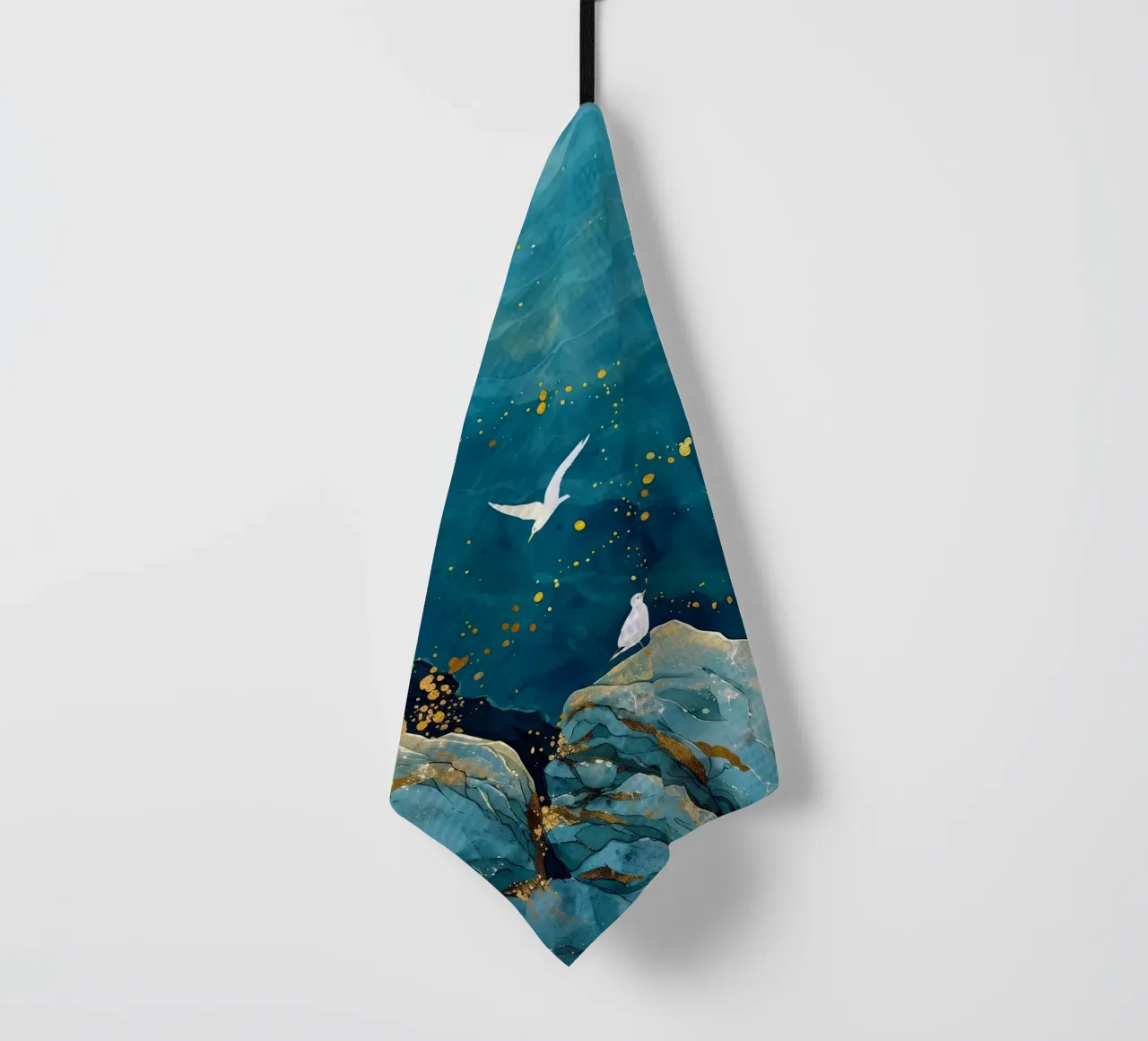 Zeemeeuwen en oceaan theedoek van Lionmixart