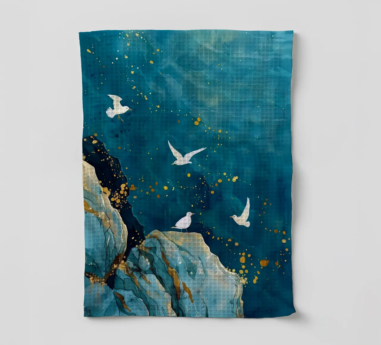 Zeemeeuwen en oceaan theedoek van Lionmixart