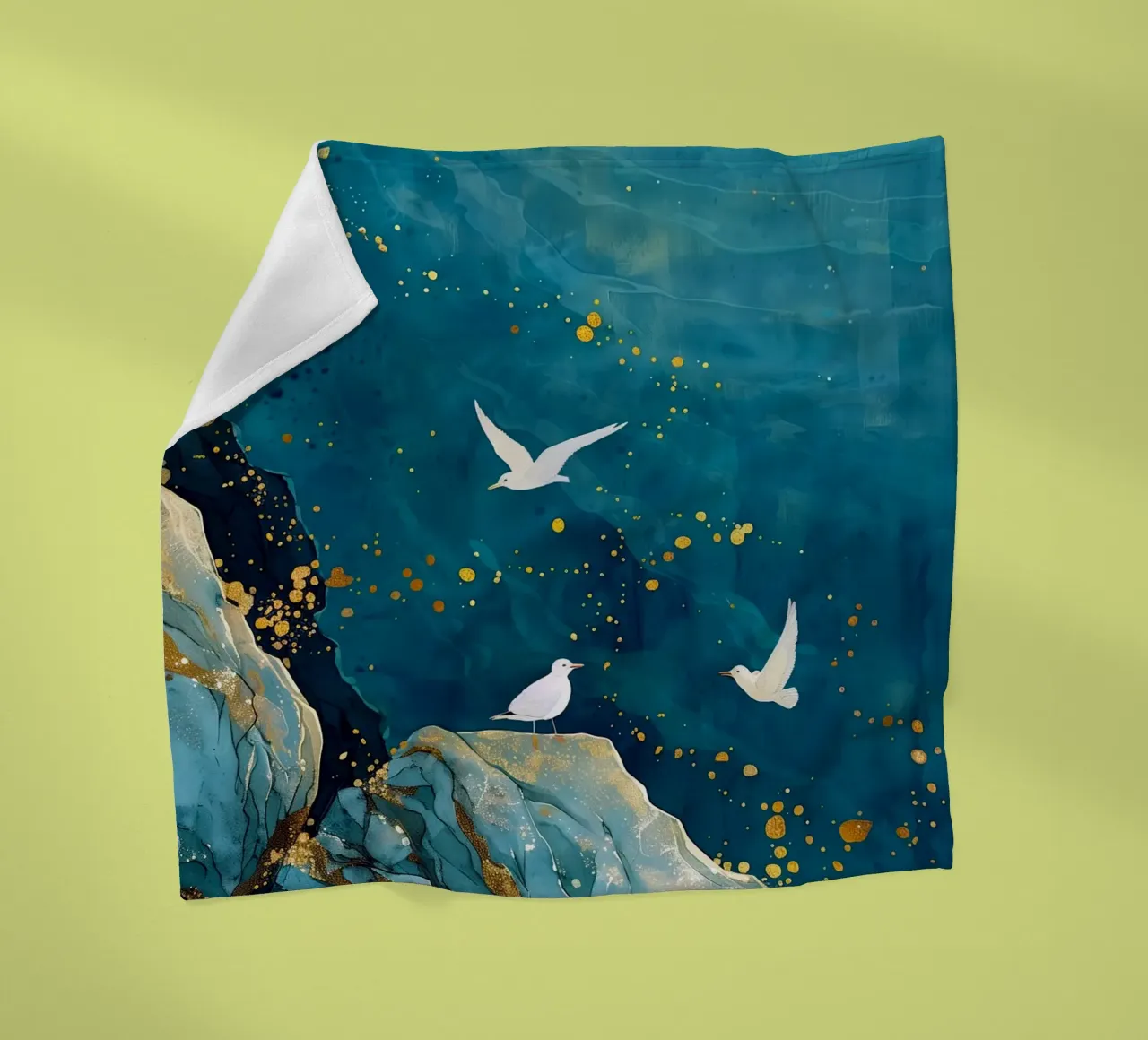 Zeemeeuwen en oceaan fleecedeken van Lionmixart