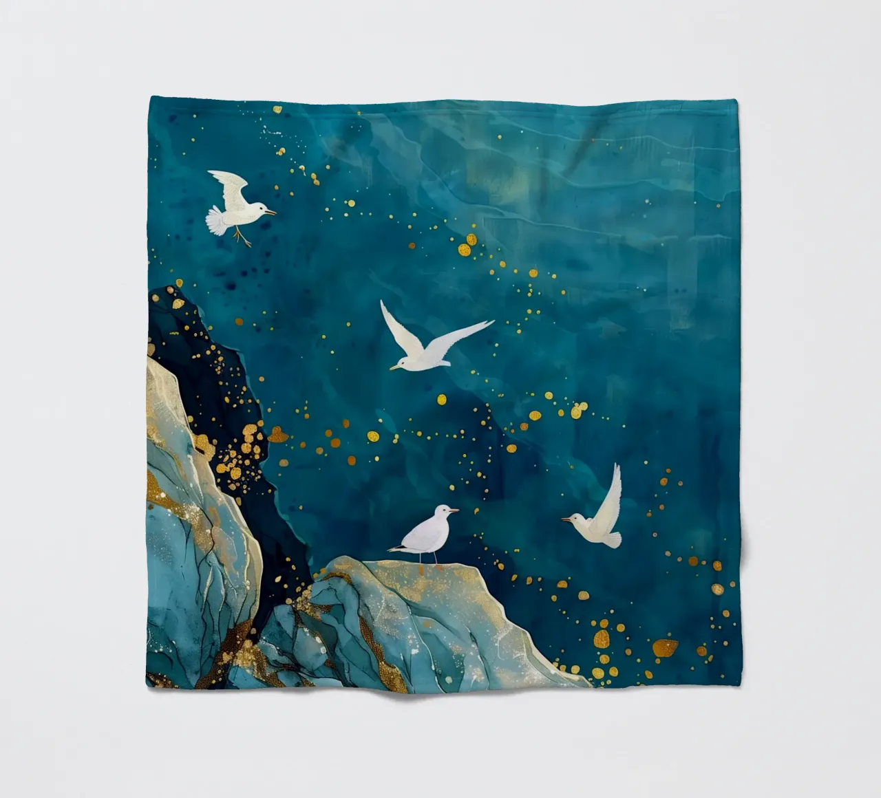 Zeemeeuwen en oceaan fleecedeken van Lionmixart