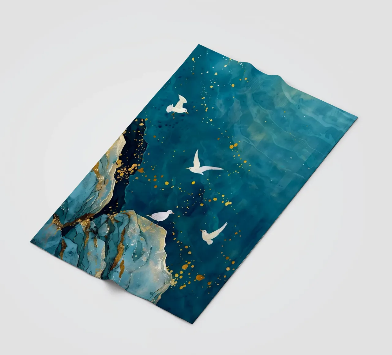 Zeemeeuwen en oceaan fleecedeken van Lionmixart